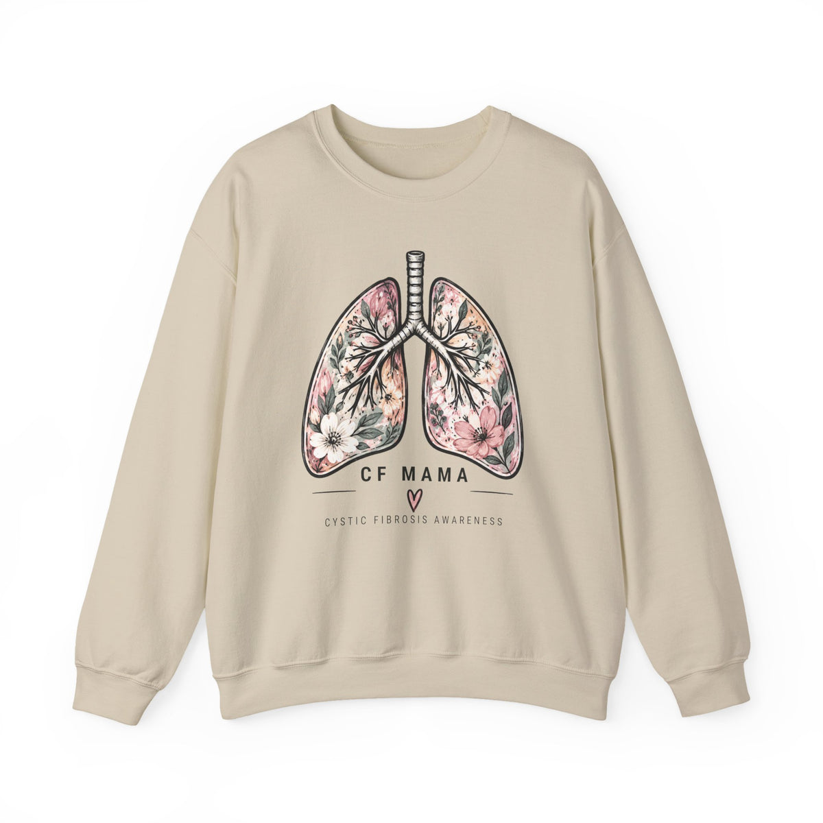 Lung Floral Crewneck Sweatshirt — CF MAMA Respiratory Awareness Pullover