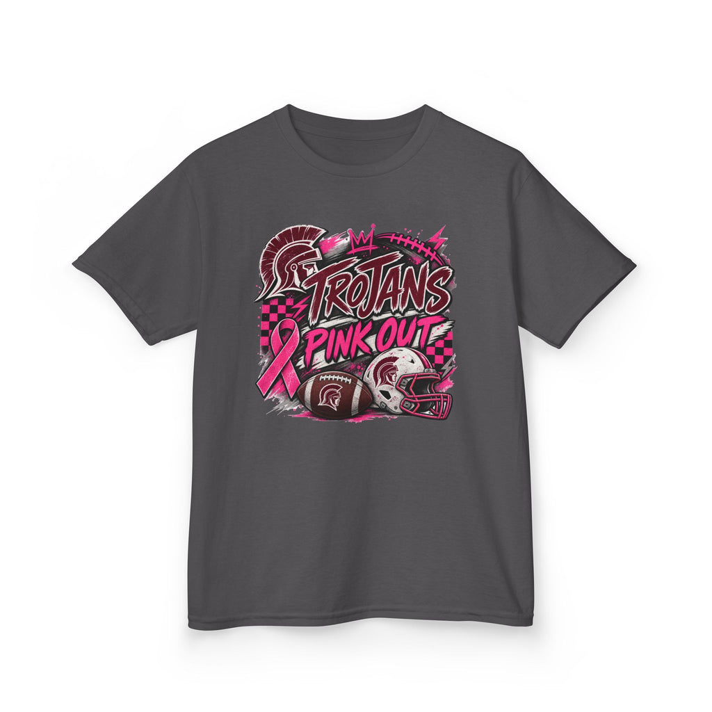 Kids T-Shirt — Trojans Pink Out Football Breast Cancer Awareness Tee