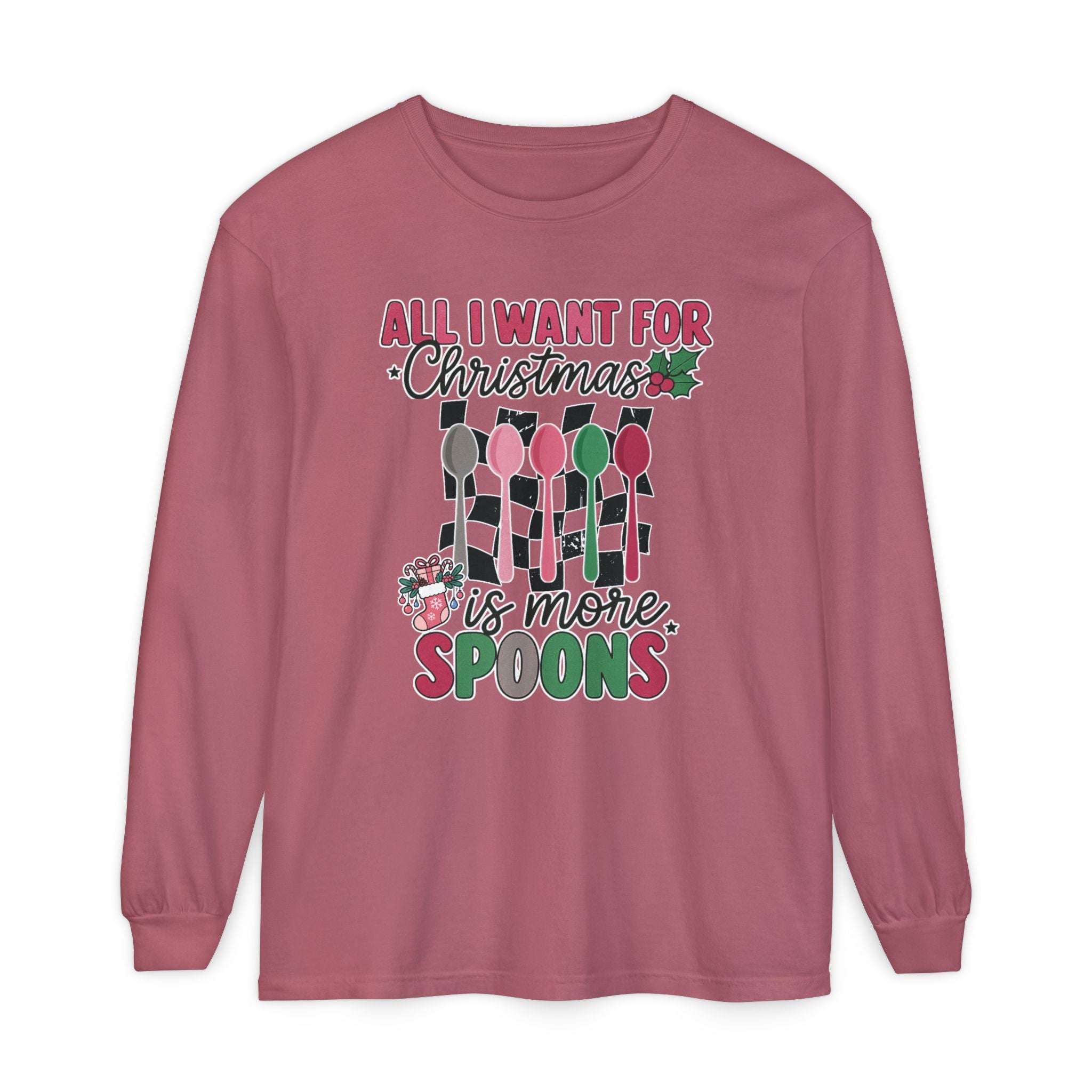 Christmas 'All I Want For Christmas Is More Spoons' Long Sleeve Tee