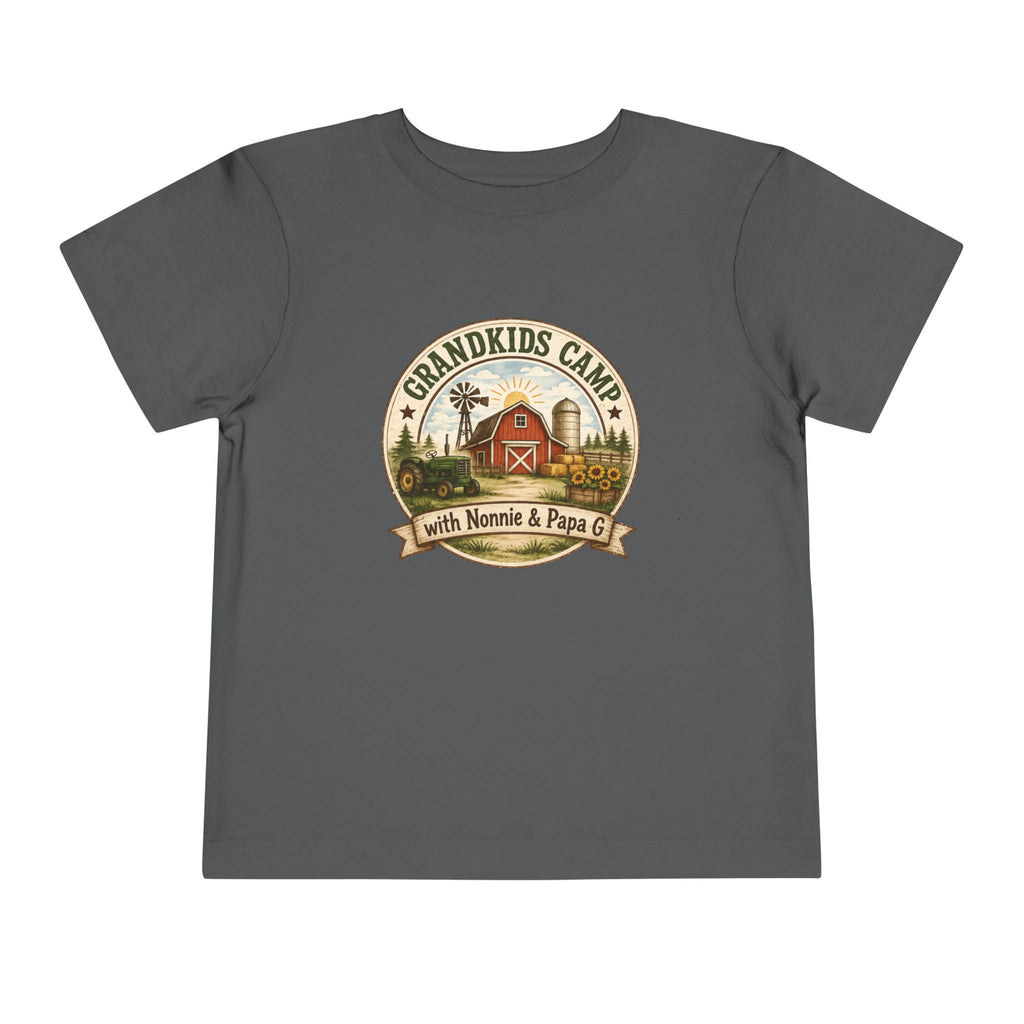 Grandkids Camp Toddler Tee — “with Nonnie & Papa G” Farm Adventure Shirt