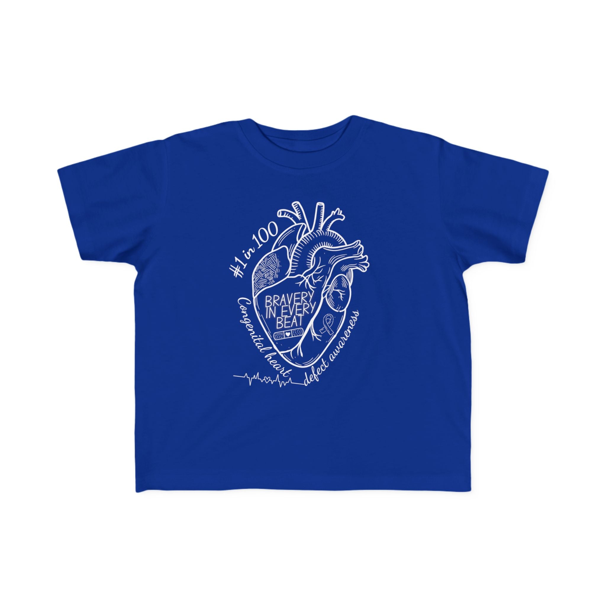 Toddler Tee — 'Bravery in Every Beat' CHD Heart Graphic