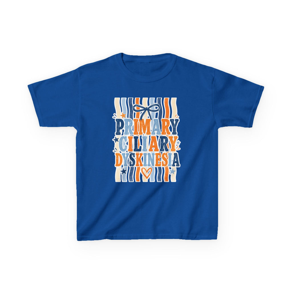 The Jentri- Primary Ciliary Dyskinesia Awareness Kids Tee — Orange & Blue Ribbon Design