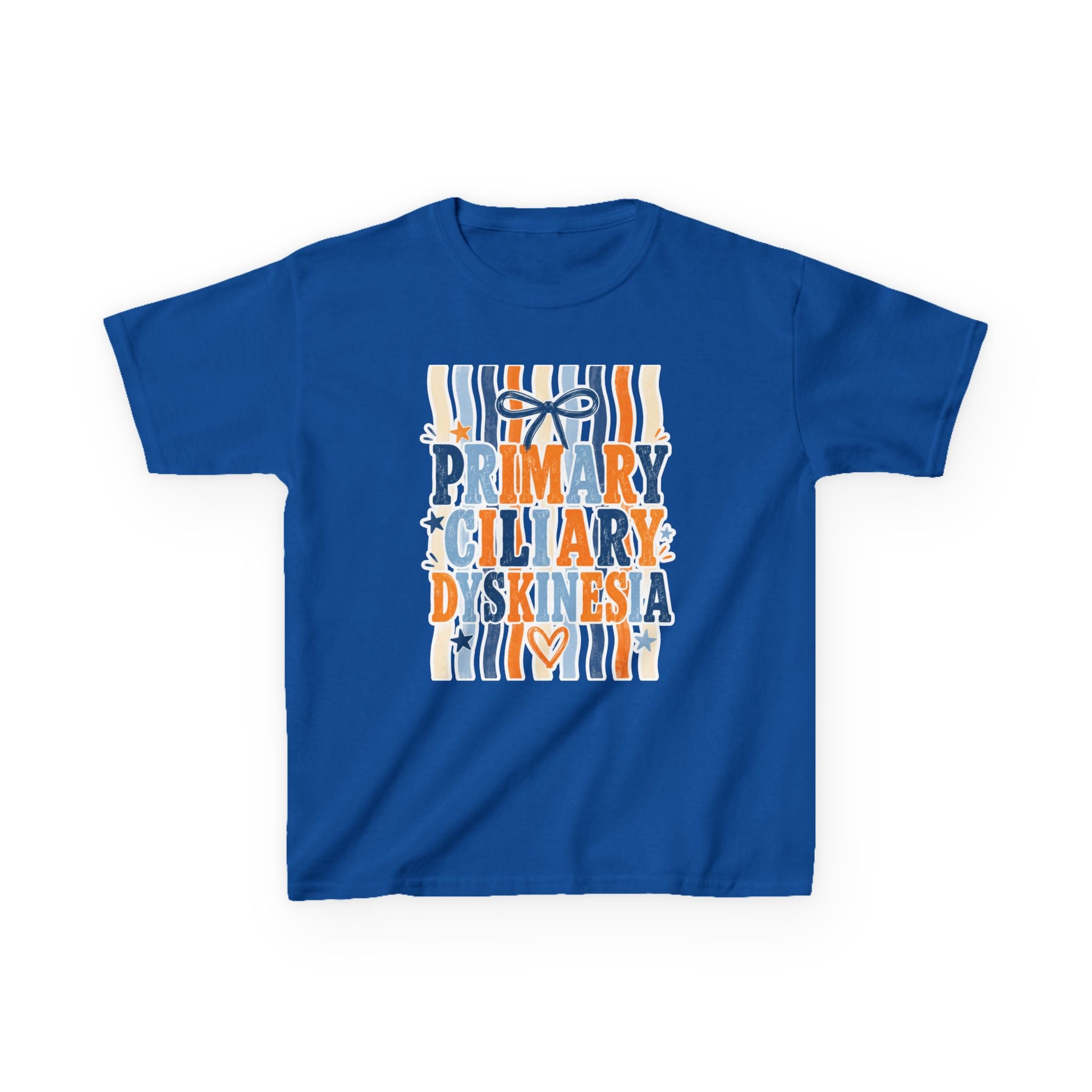 The Jentri- Primary Ciliary Dyskinesia Awareness Kids Tee — Orange & Blue Ribbon Design