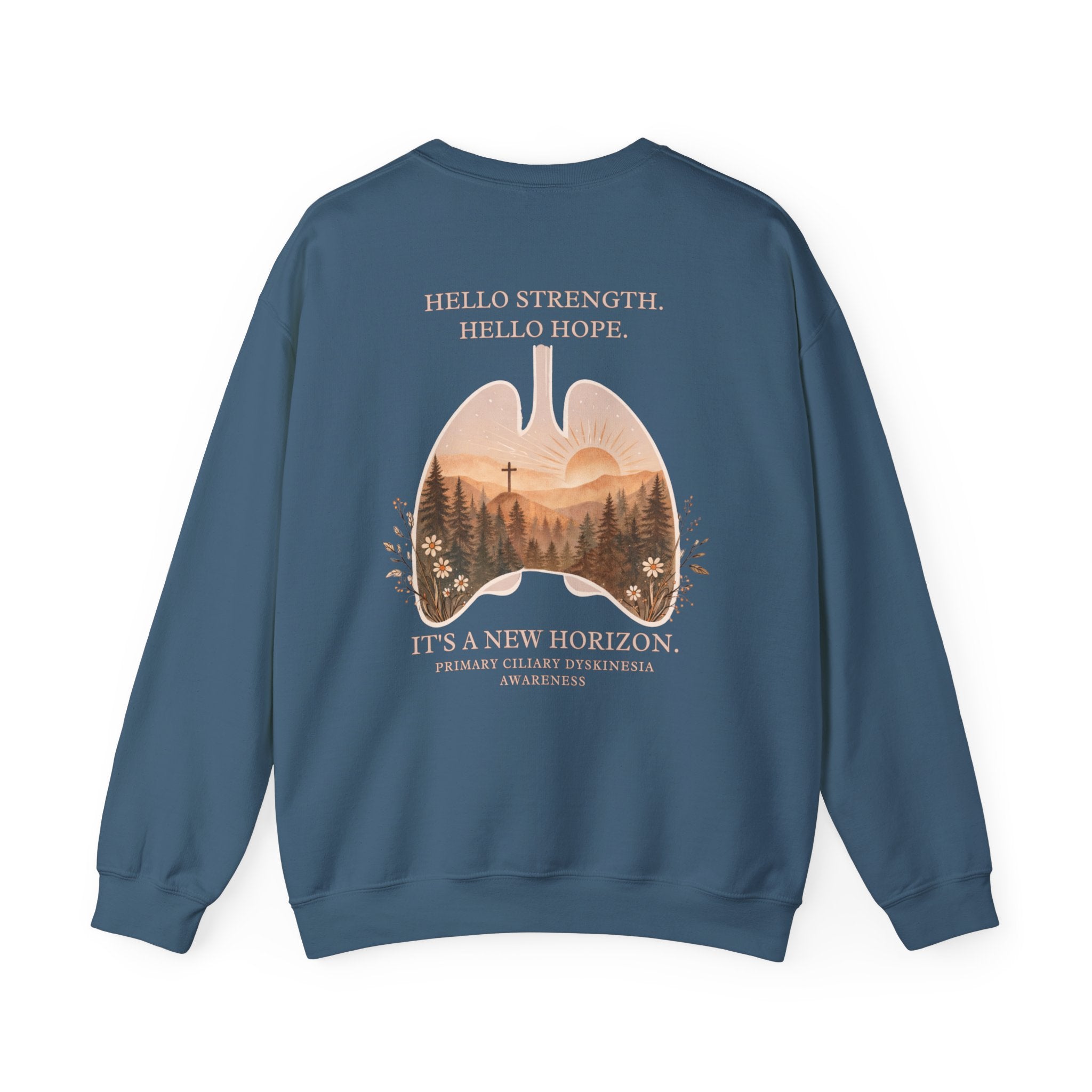 PCD Awareness Crewneck Sweatshirt — HELLO HOPE. NEW HORIZON.