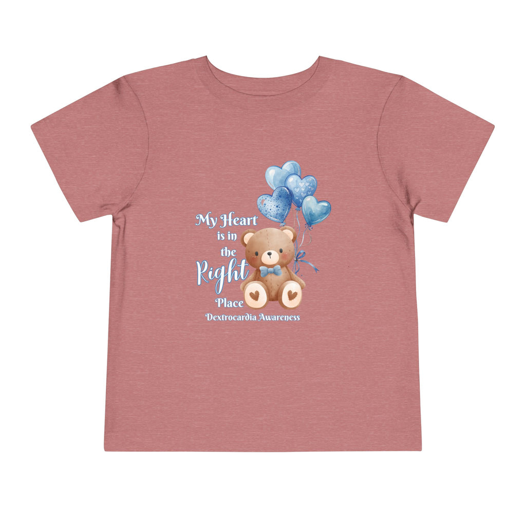 Toddler Tee — "My Heart Is in the Right Place" Dextrocardia Bear