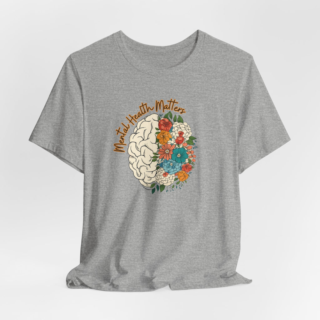 Mental Health Matters T-Shirt — Floral Brain Awareness Tee