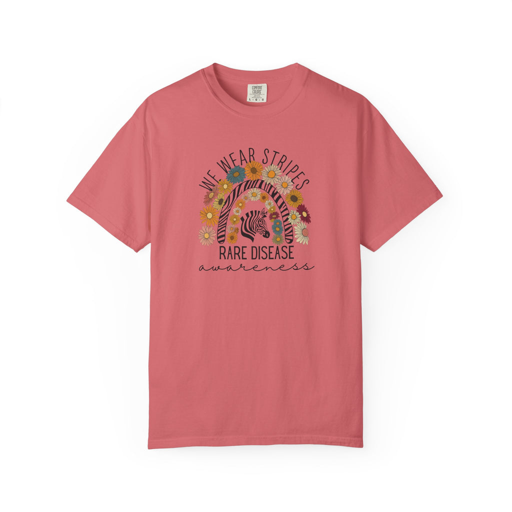 Rare Disease Awareness T-Shirt –Zebra & Sunflower Rainbow