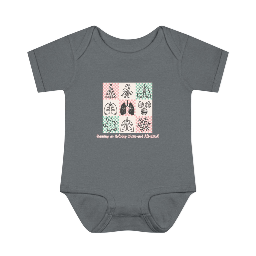 Infant Onesie Running on Holiday Cheer and Albuterol