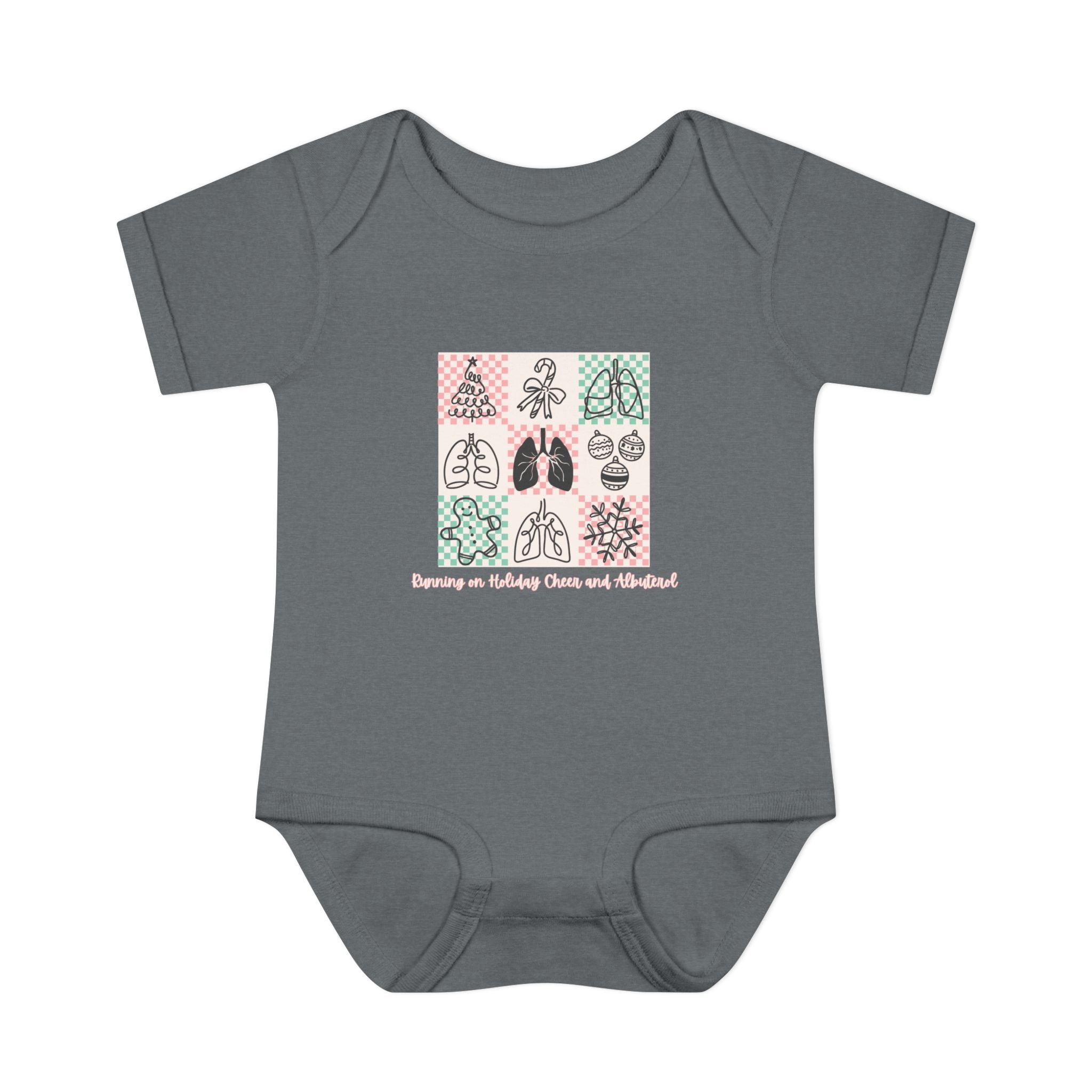 Infant Onesie Running on Holiday Cheer and Albuterol