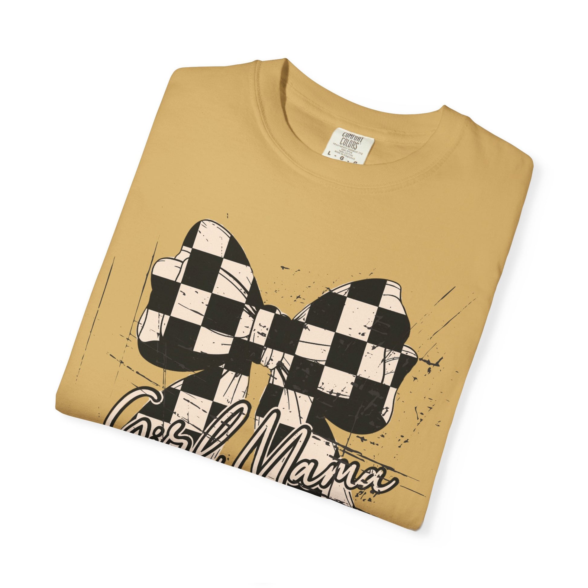 Girl Mama-Distressed Checkered Coquette Tee