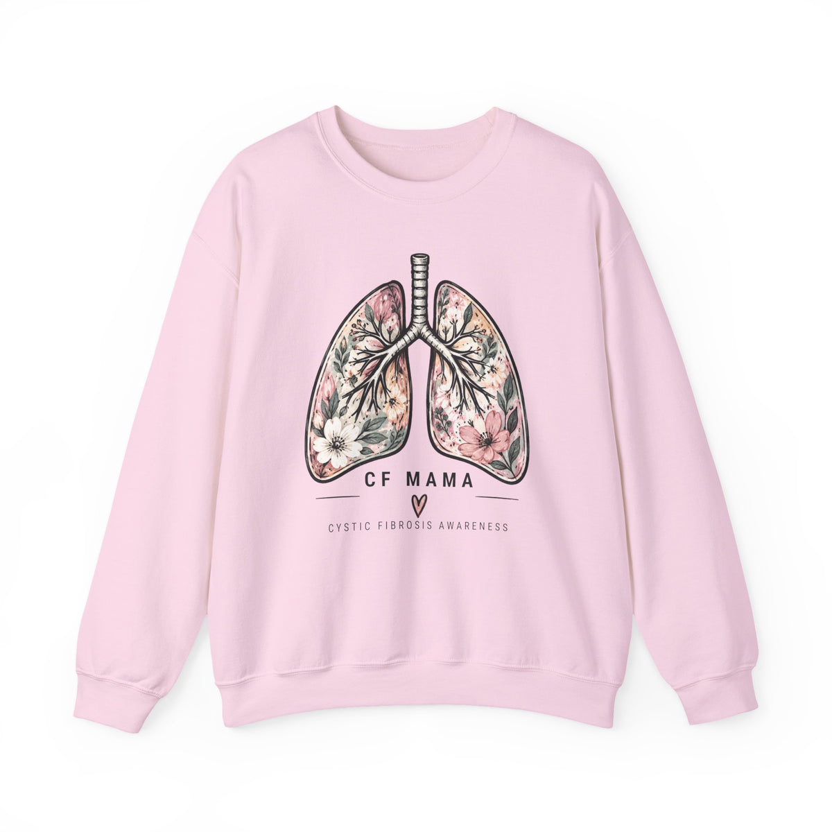 Lung Floral Crewneck Sweatshirt — CF MAMA Respiratory Awareness Pullover