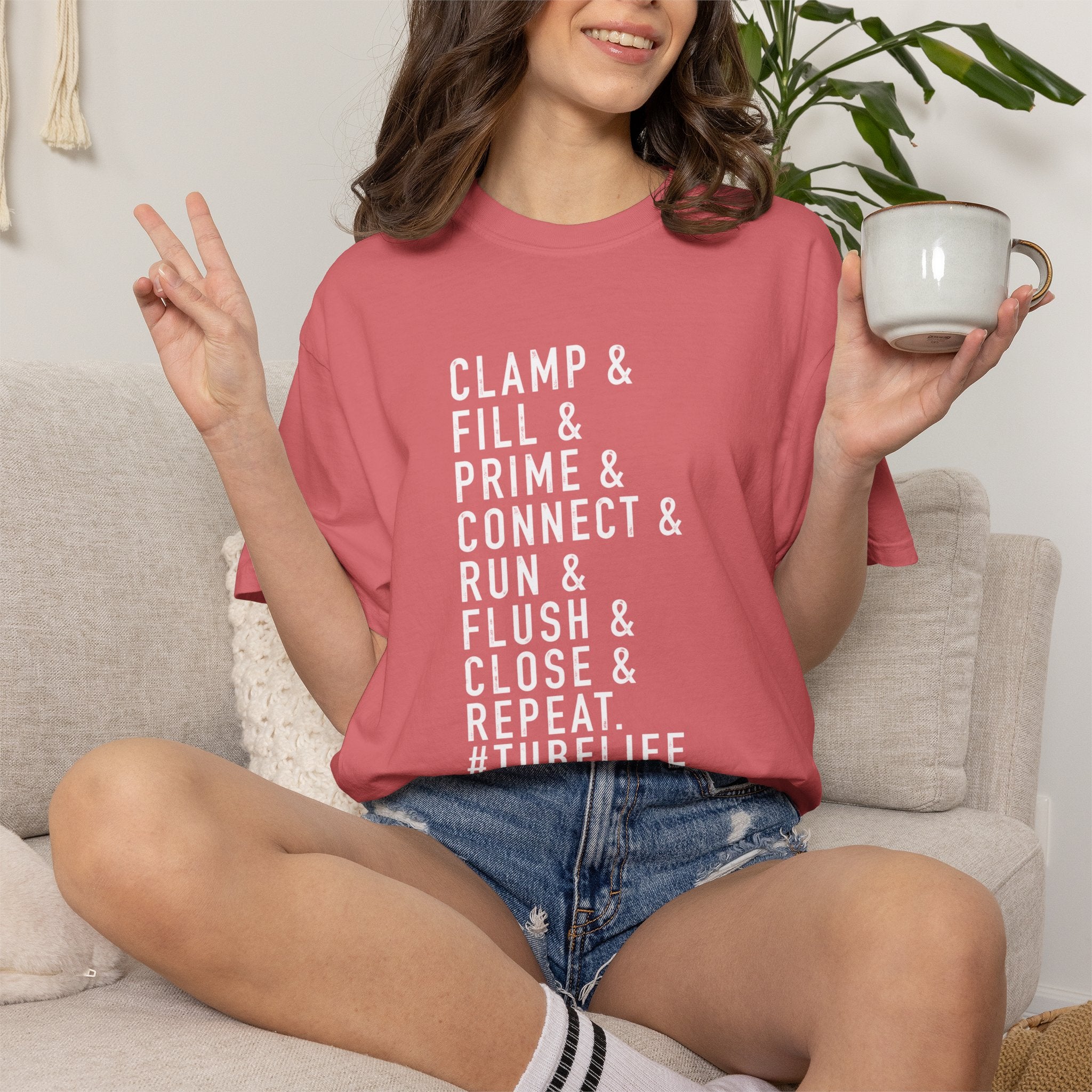 Medical Tubing Tech T-Shirt — "Clamp & Fill & Prime & Connect... #TubeLife"
