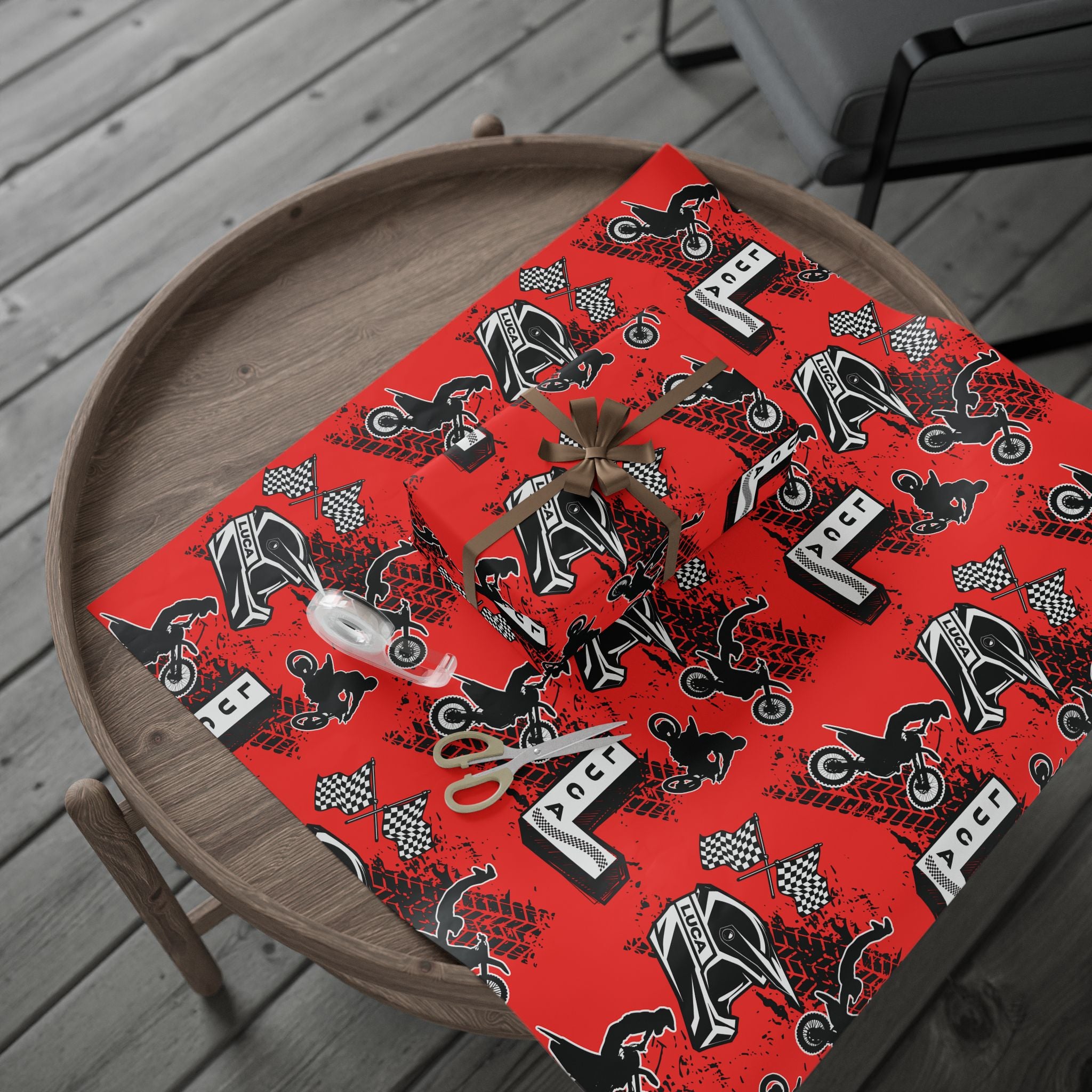 LUCA Motocross Wrapping Paper — Dirt Bike Gift Wrap for Motocross Fans