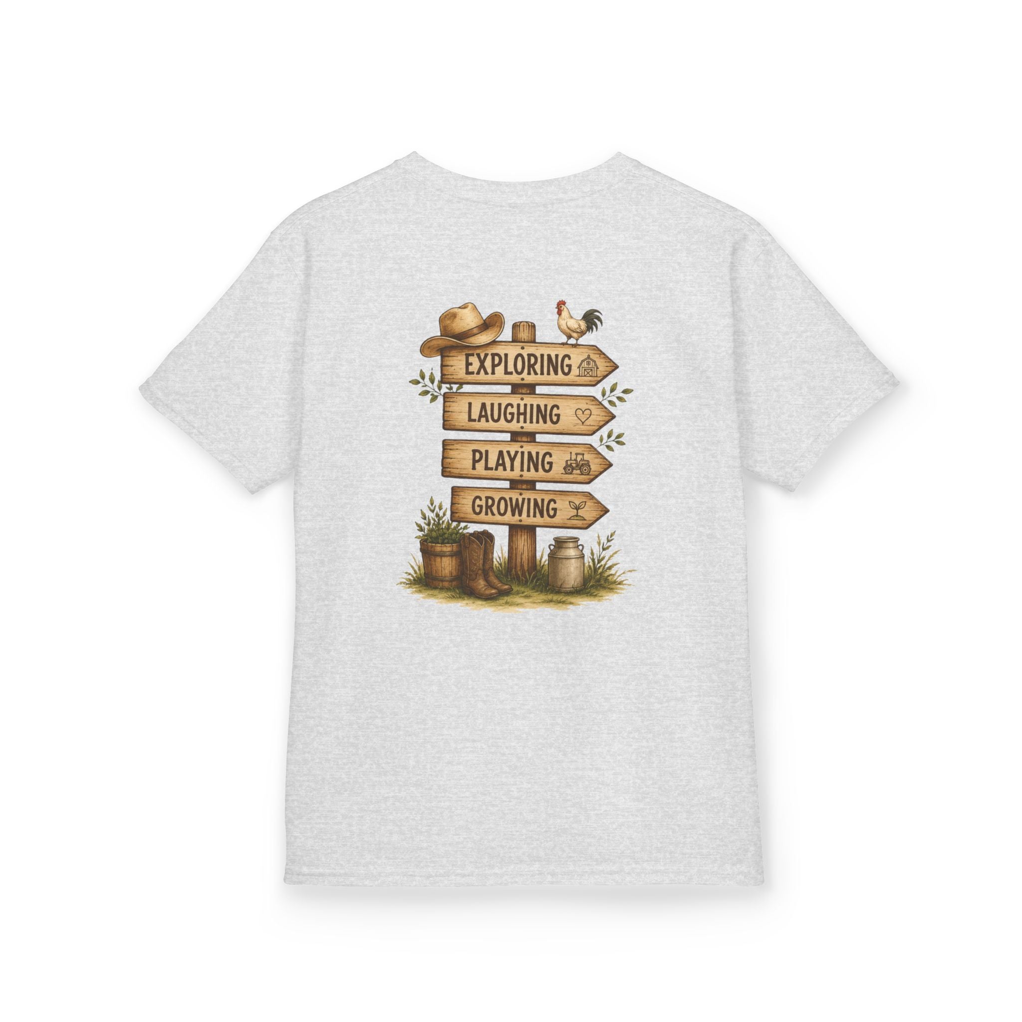 Kids Tee — "Grandkids Camp with Nannie & Papa" Rustic Farm Sign Tee