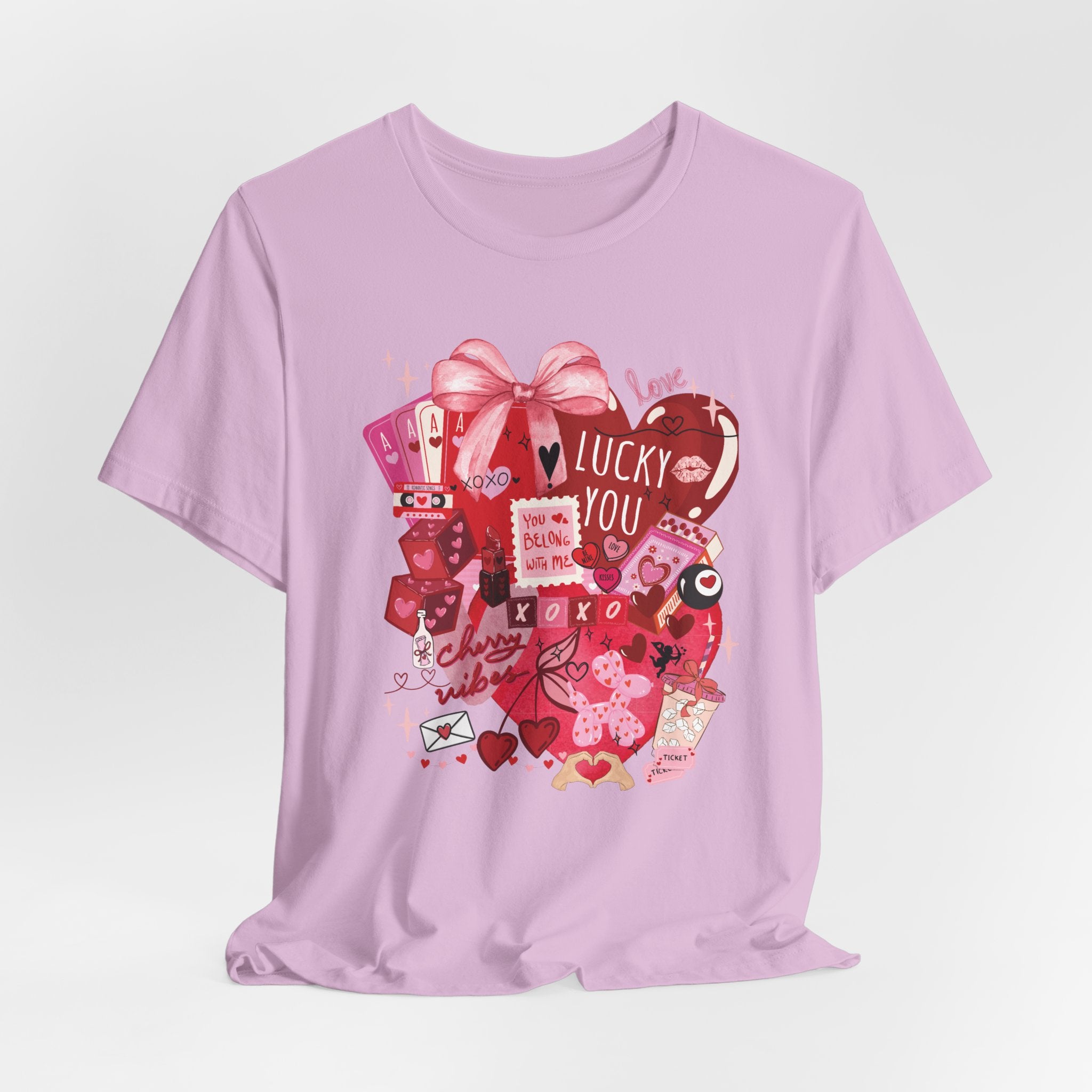 Valentine Collage Tee — "Lucky You" Heart Gift Graphic T-Shirt
