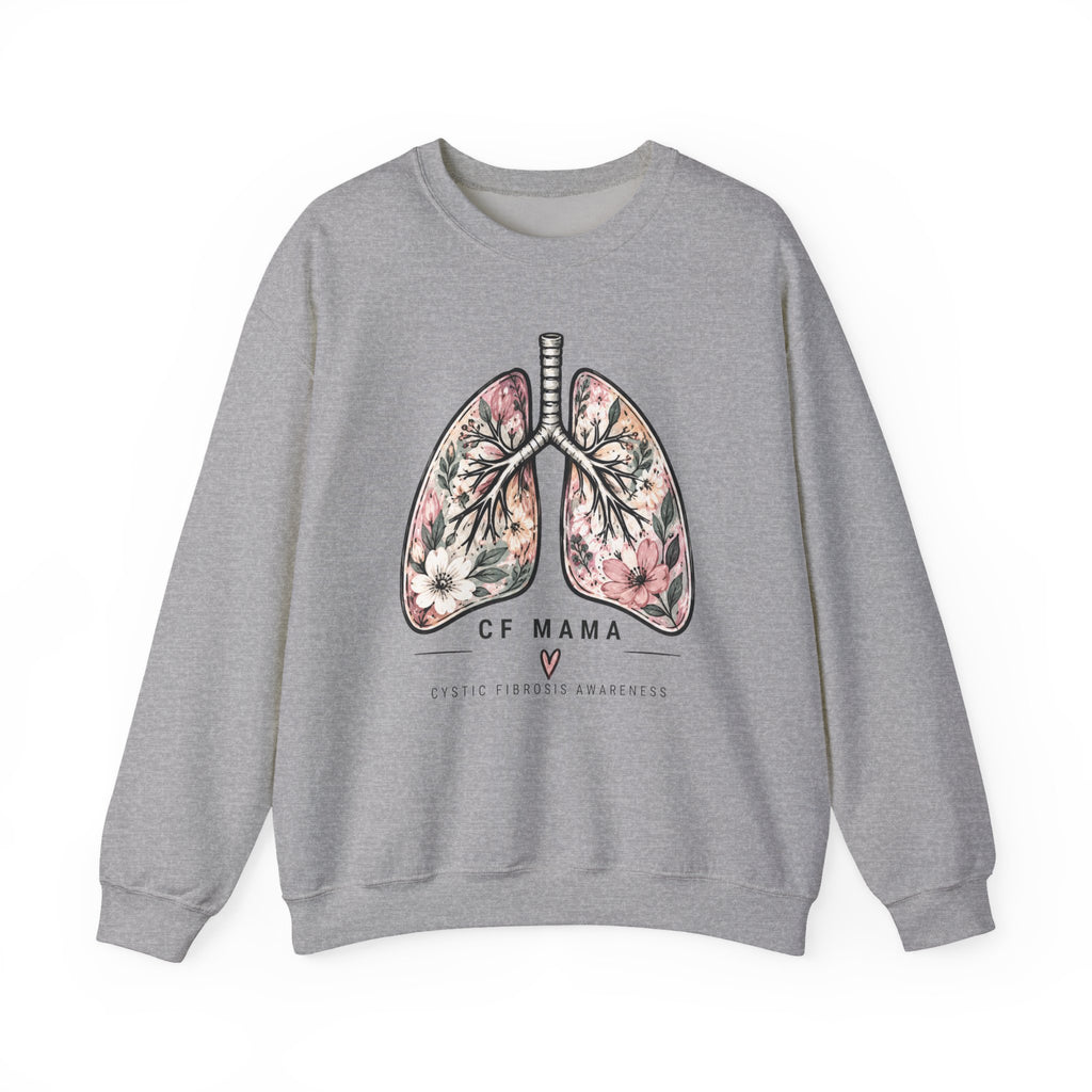 Lung Floral Crewneck Sweatshirt — CF MAMA Respiratory Awareness Pullover