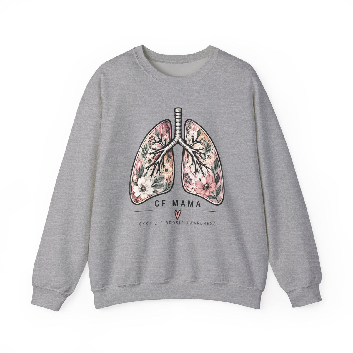 Lung Floral Crewneck Sweatshirt — CF MAMA Respiratory Awareness Pullover