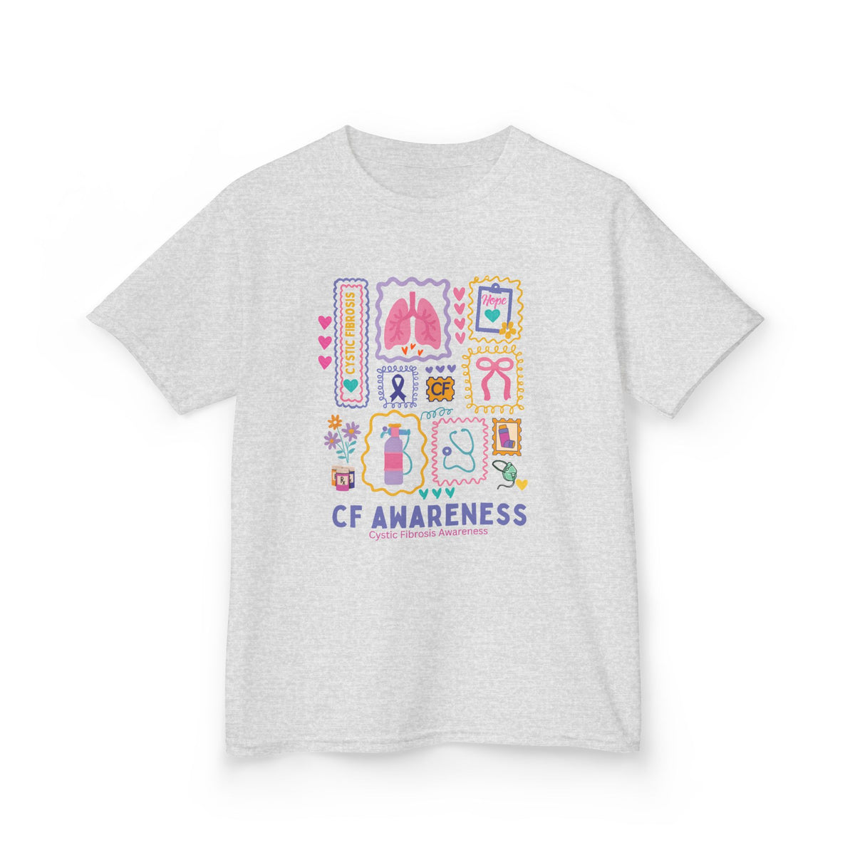 Kids CF Awareness Stamp T‑Shirt — Cystic Fibrosis Support Tee