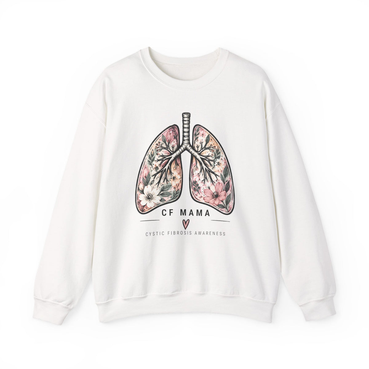 Lung Floral Crewneck Sweatshirt — CF MAMA Respiratory Awareness Pullover