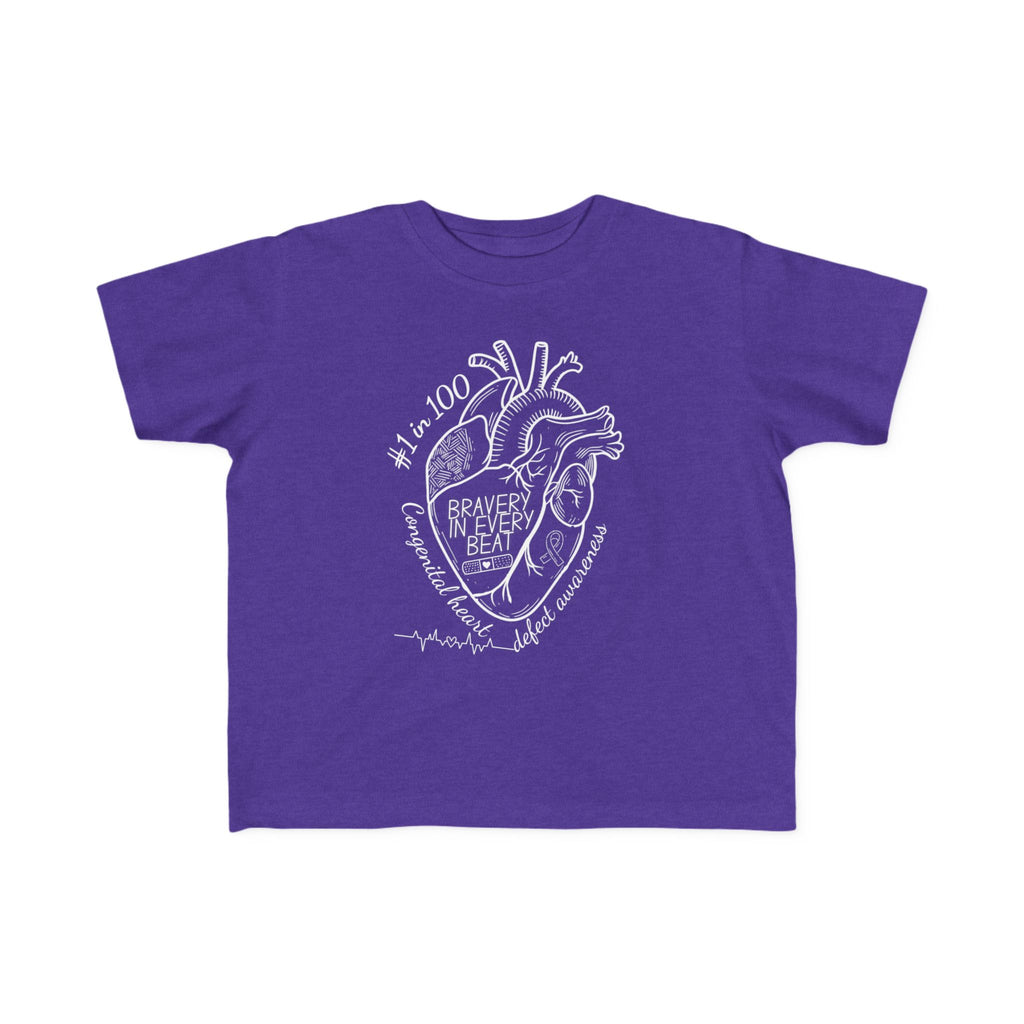 Toddler Tee — 'Bravery in Every Beat' CHD Heart Graphic