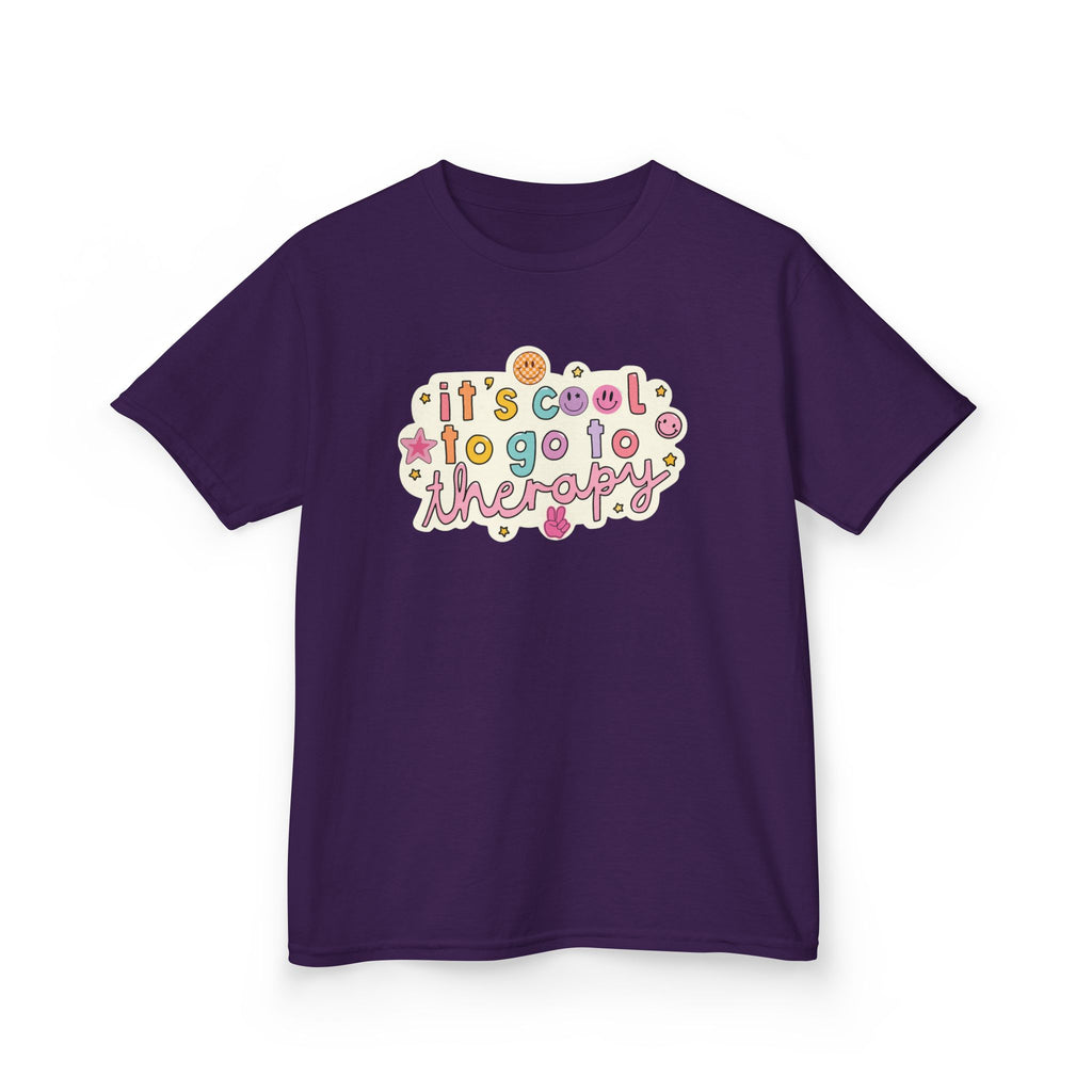 Kids Tee — "It's Cool to Go to Therapy" Retro Flower Therapy Tee