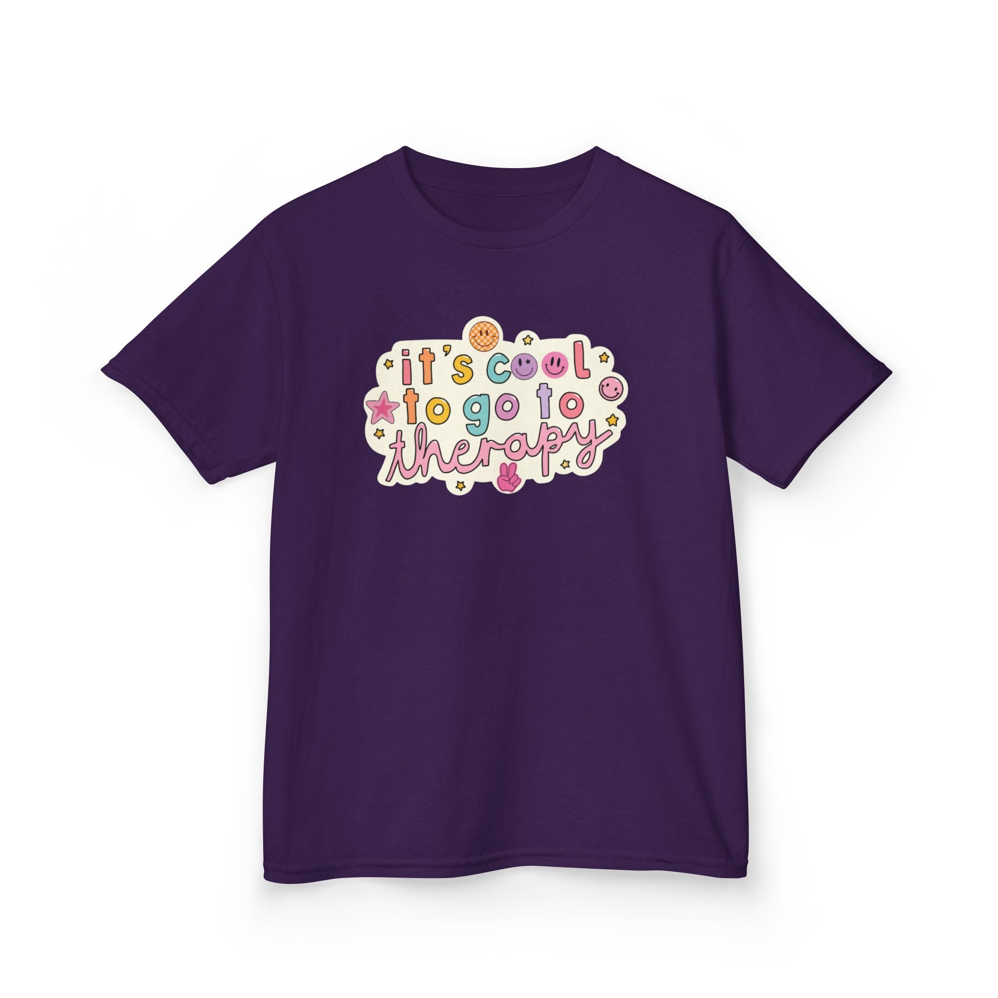 Kids Tee — "It's Cool to Go to Therapy" Retro Flower Therapy Tee