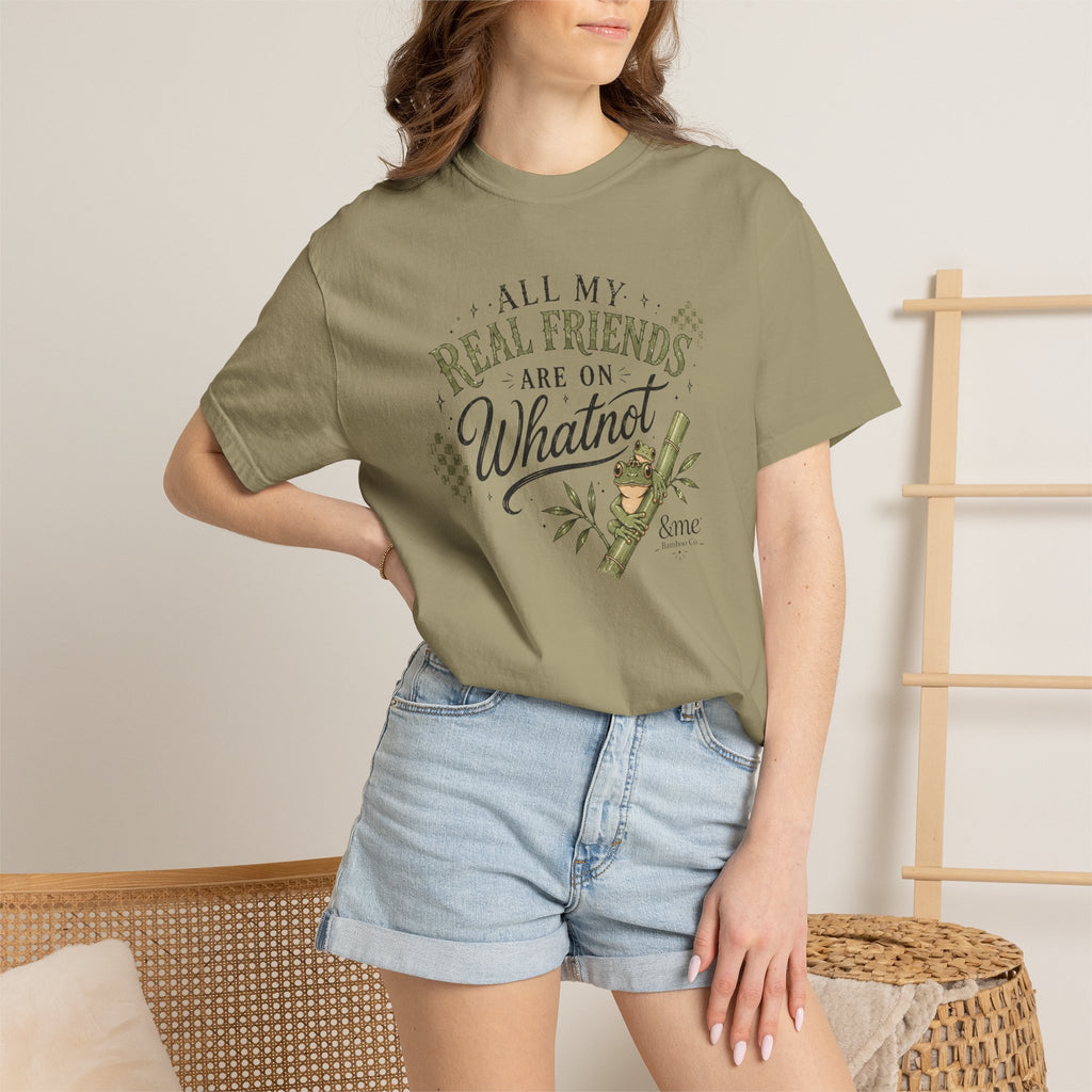 Andme Bamboo — "All My Real Friends Are On Whatnot" Graphic Tee