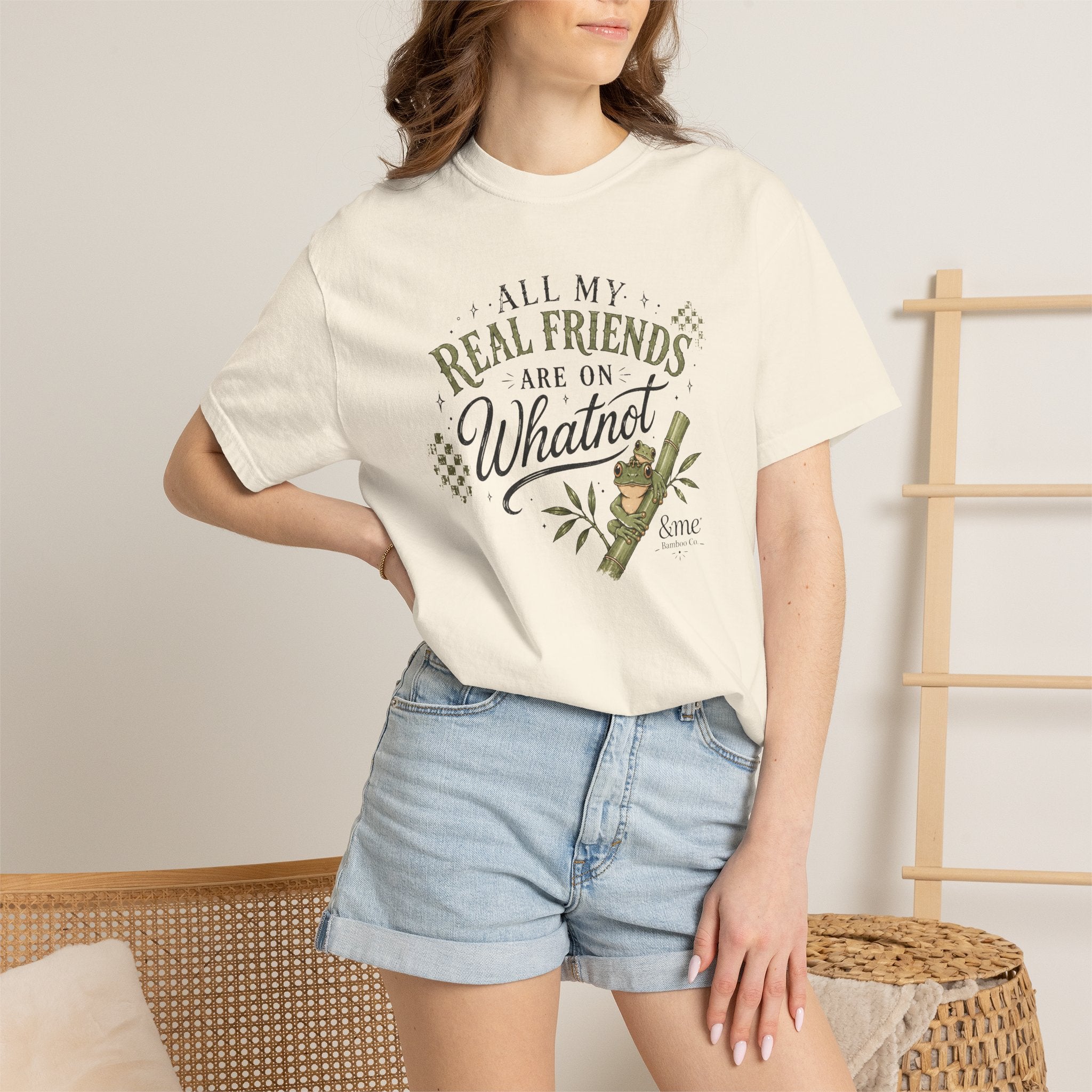 Andme Bamboo — "All My Real Friends Are On Whatnot" Graphic Tee