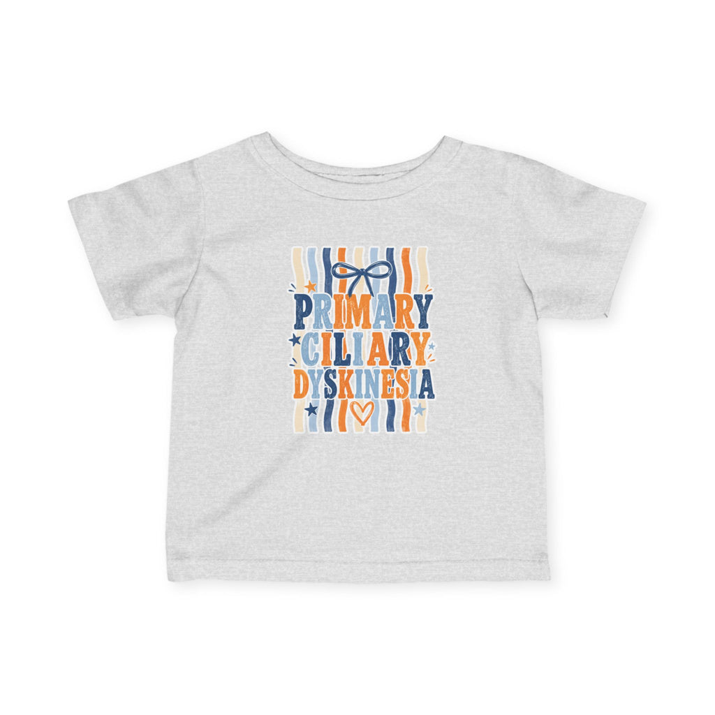 Infant Jentri Primary Ciliary Dyskinesia  Tee — Awareness Baby Shirt (Blue & Orange Ribbon)