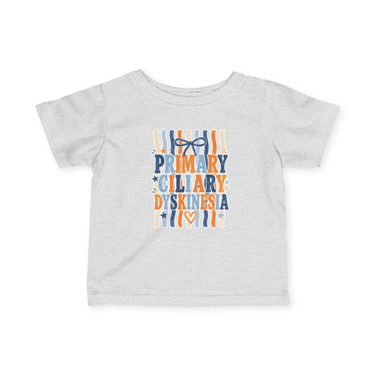 Infant Jentri Primary Ciliary Dyskinesia  Tee — Awareness Baby Shirt (Blue & Orange Ribbon)