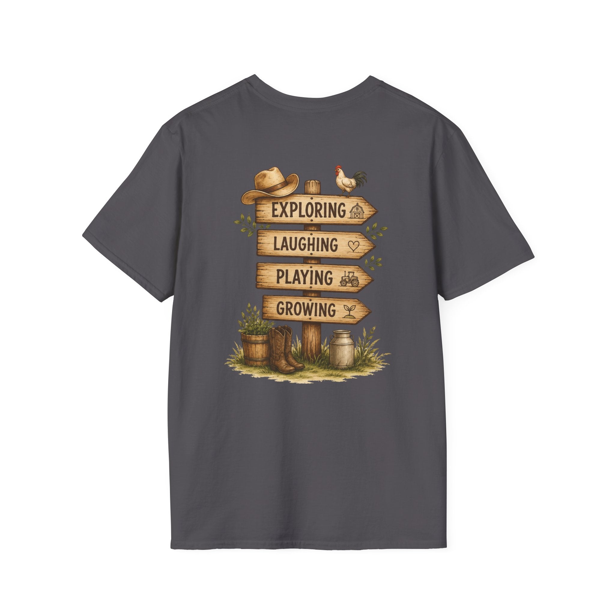 Grandkids Camp T-Shirt – Retro Barn, Tractor & 'Grandkids Camp with Nonnie & Papa' Design
