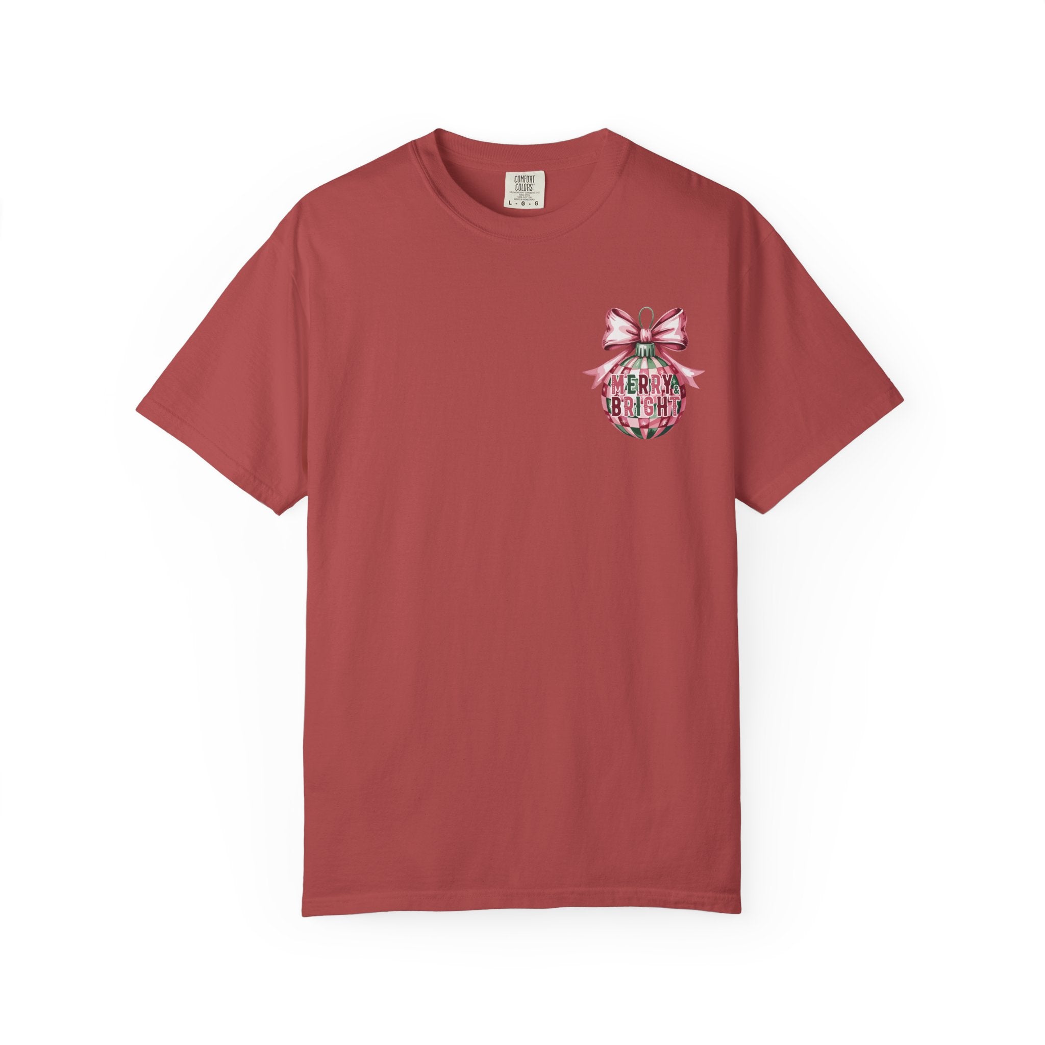 Holiday Patchwork Tee - "Merry & Bright" Graphic T-Shirt