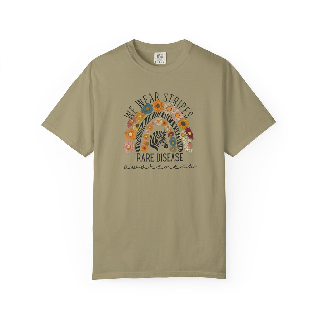 Rare Disease Awareness T-Shirt –Zebra & Sunflower Rainbow