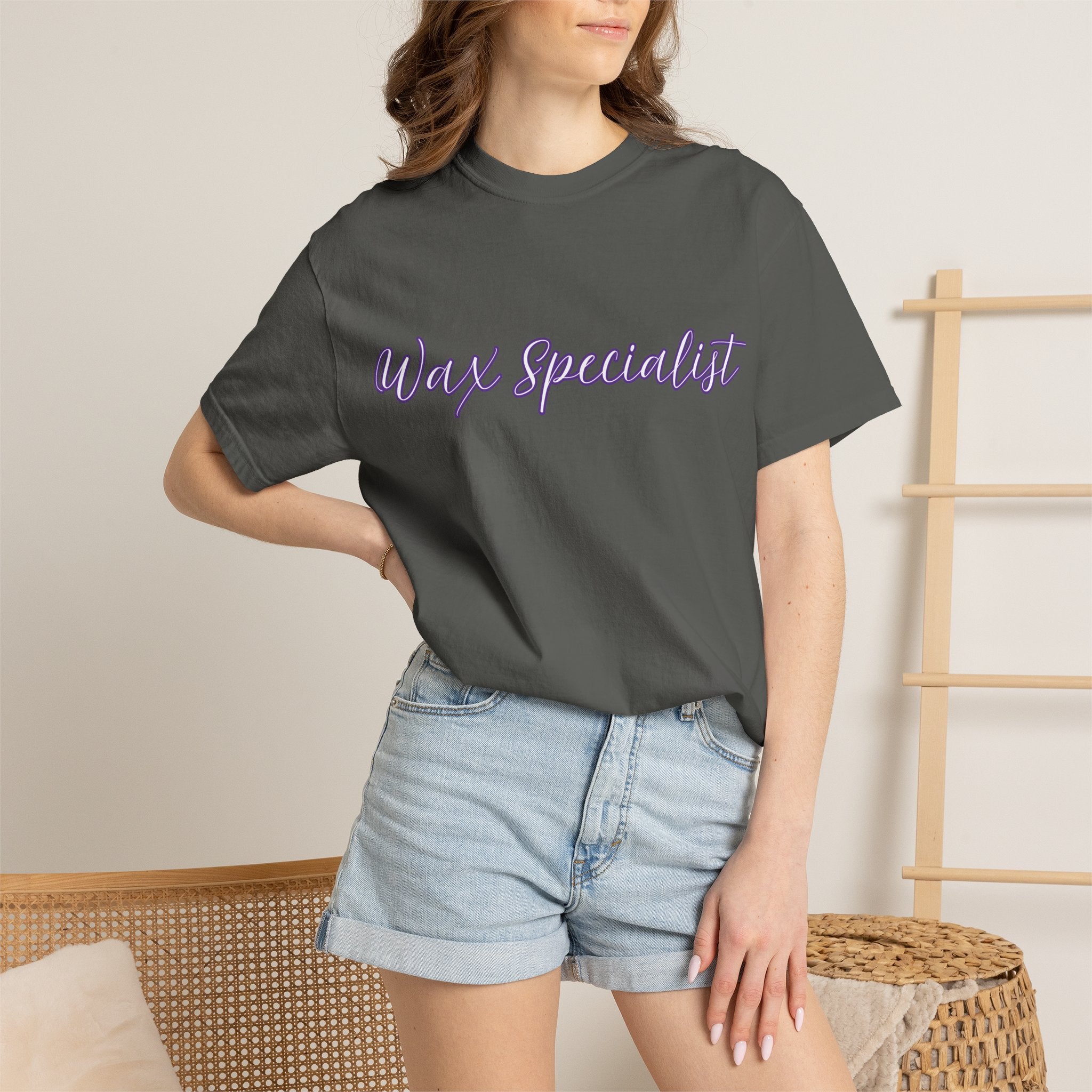 Wax Specialist T-Shirt — Lavender Script Tee