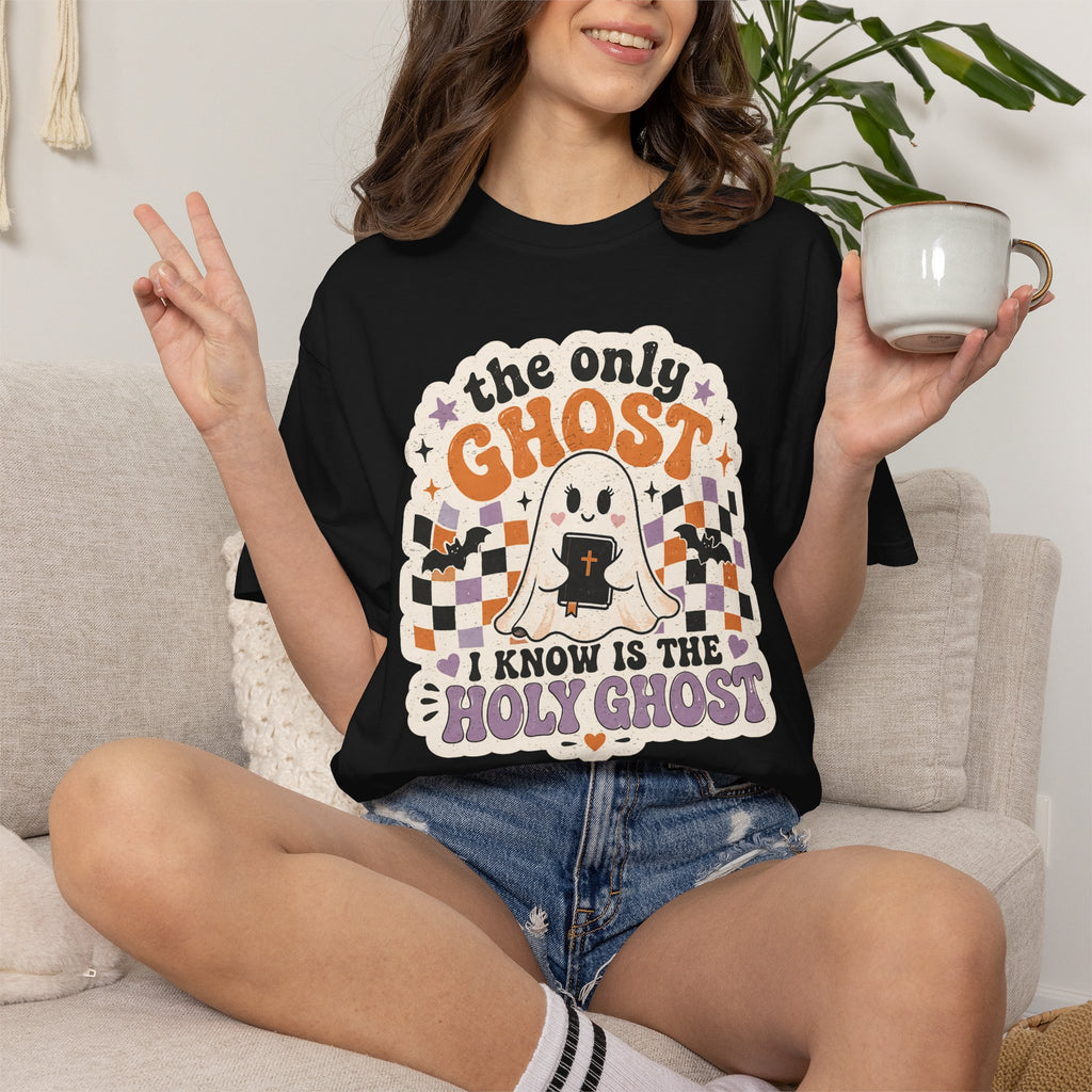 Holy Ghost Ghost Tee — "The Only Ghost I Know Is The Holy Ghost" Christian Halloween T-Shirt