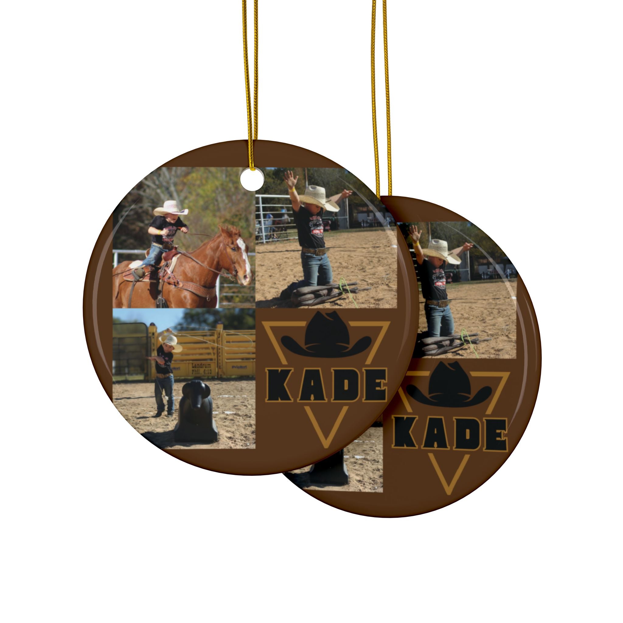 Personalized Ceramic Ornament — Custom Name "Kade" (Double-Sided)