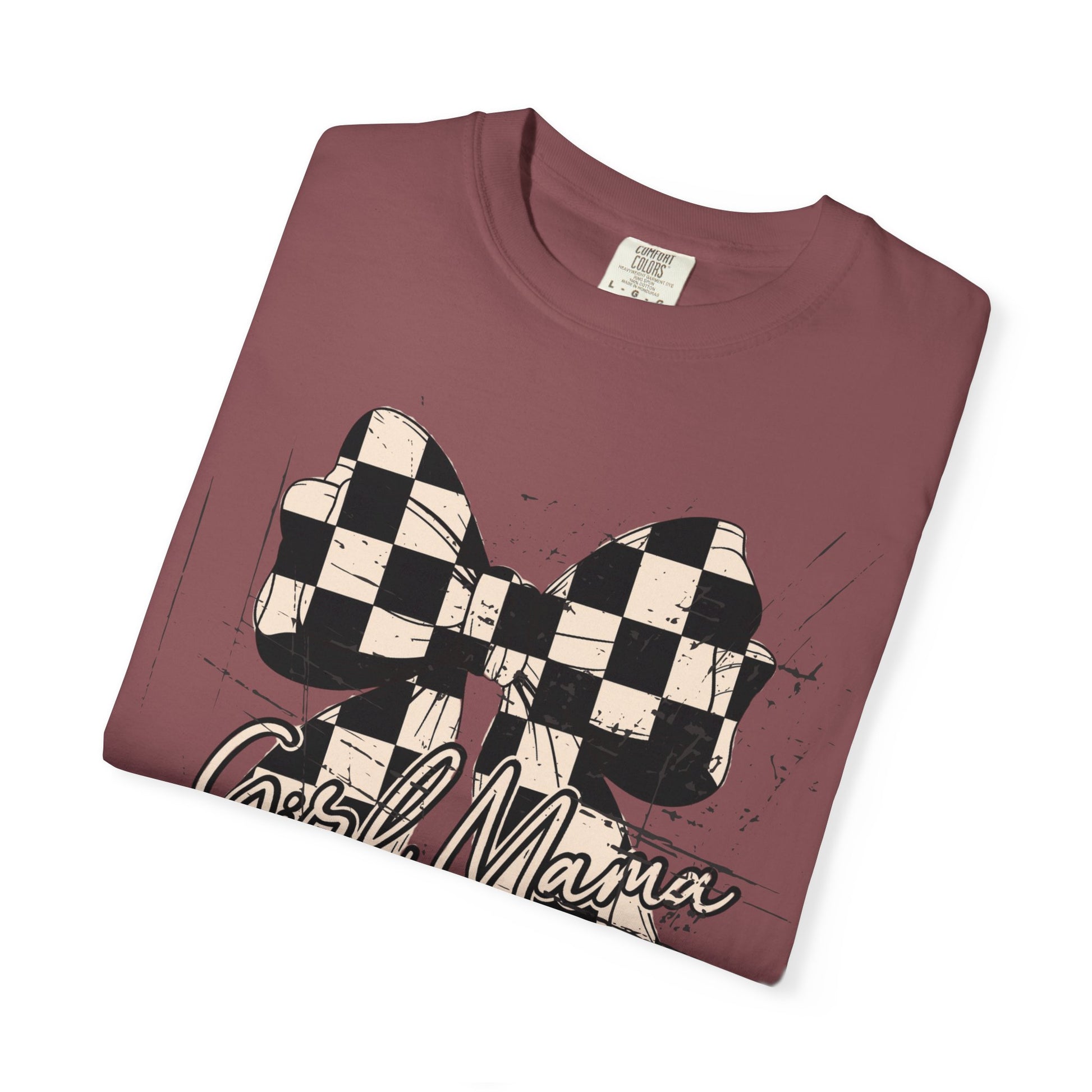 Girl Mama-Distressed Checkered Coquette Tee