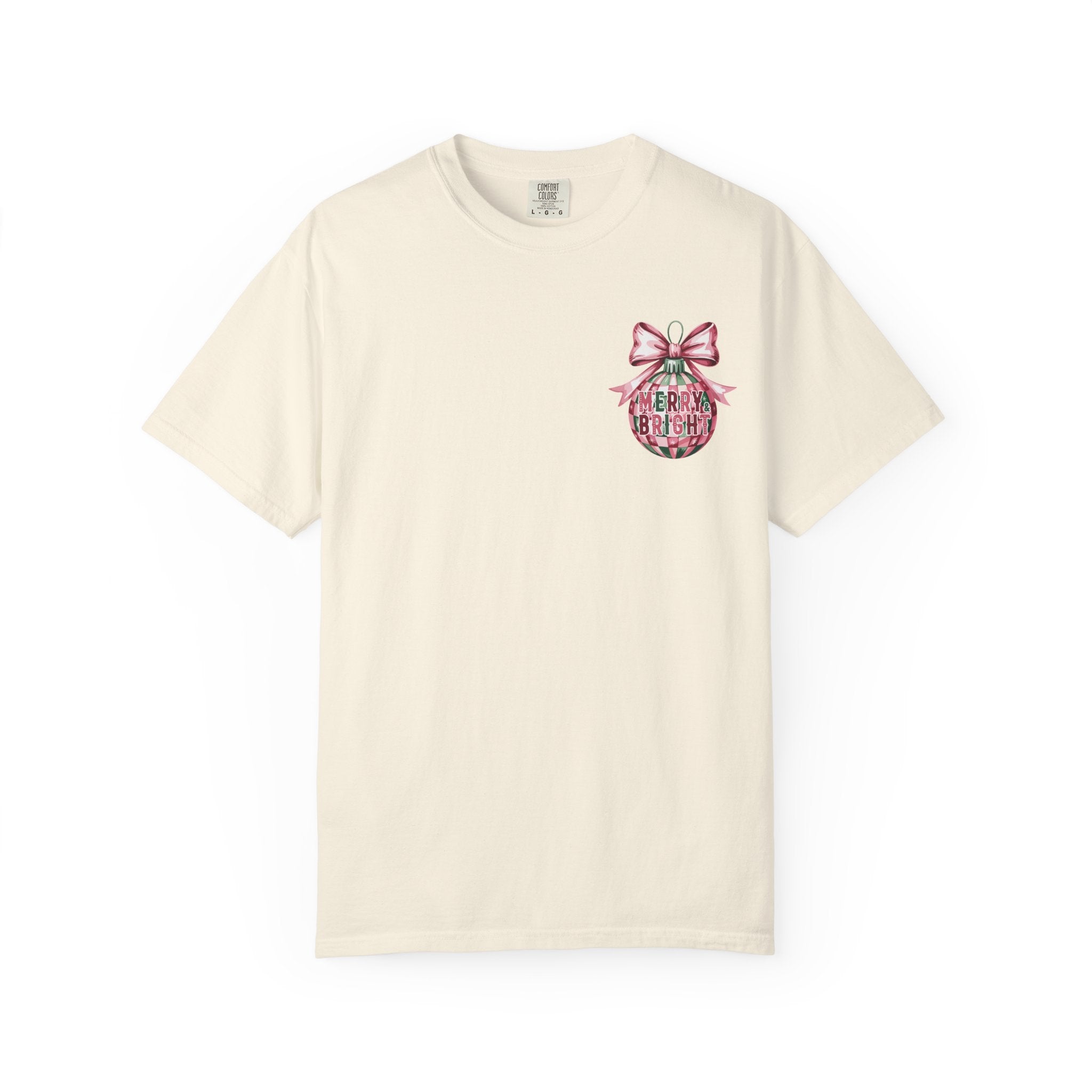 Holiday Patchwork Tee - "Merry & Bright" Graphic T-Shirt