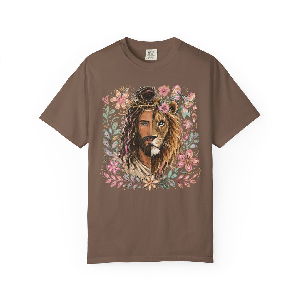 Lion of Judah T‑Shirt — Jesus and Lion Floral Faith Tee
