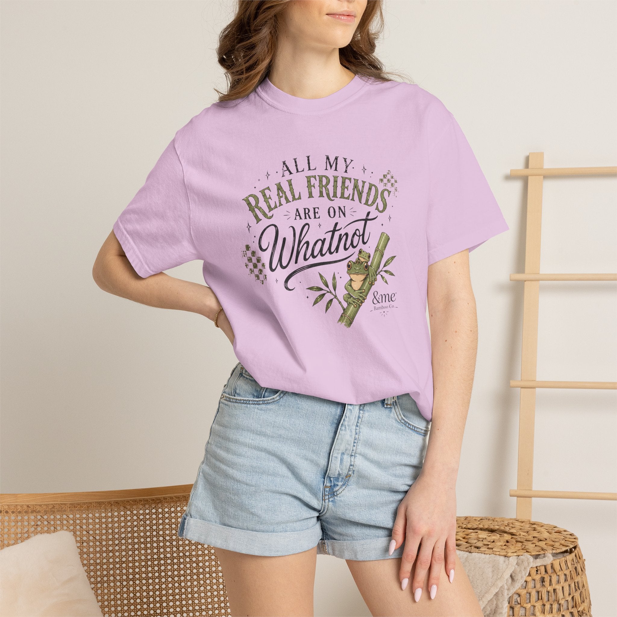 Andme Bamboo — "All My Real Friends Are On Whatnot" Graphic Tee