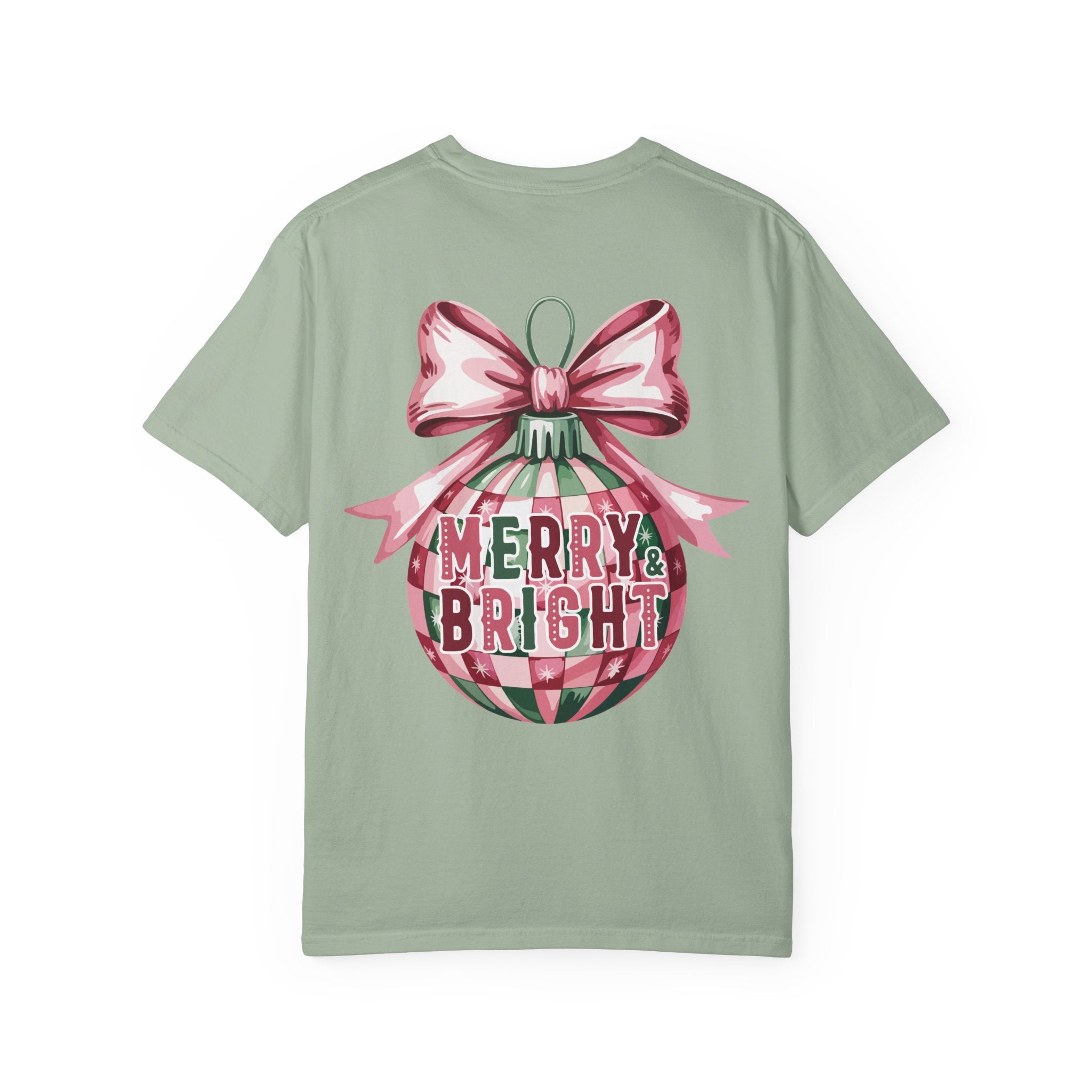 Holiday Patchwork Tee - "Merry & Bright" Graphic T-Shirt