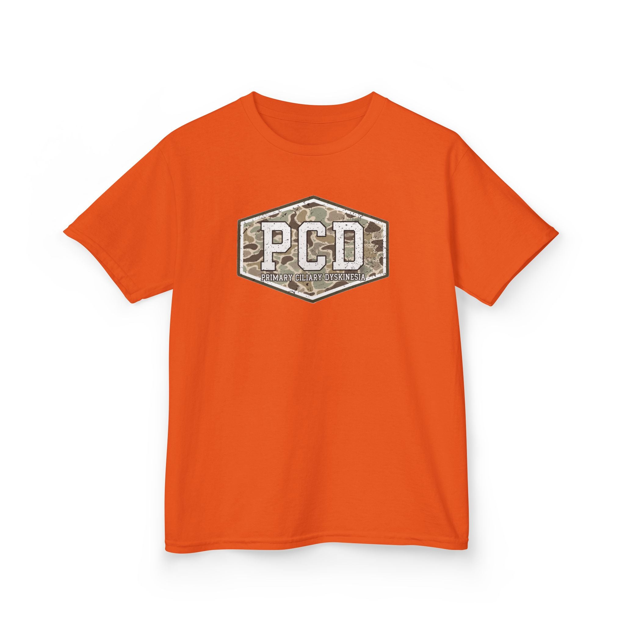 Youth PCD Camo Logo T-Shirt — Primary Ciliary Dyskinesia Awareness Tee