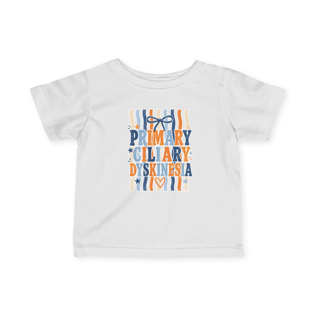 Infant Jentri Primary Ciliary Dyskinesia  Tee — Awareness Baby Shirt (Blue & Orange Ribbon)