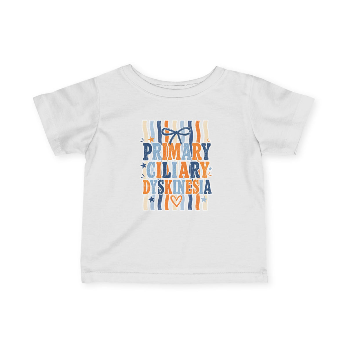 Infant Jentri Primary Ciliary Dyskinesia  Tee — Awareness Baby Shirt (Blue & Orange Ribbon)