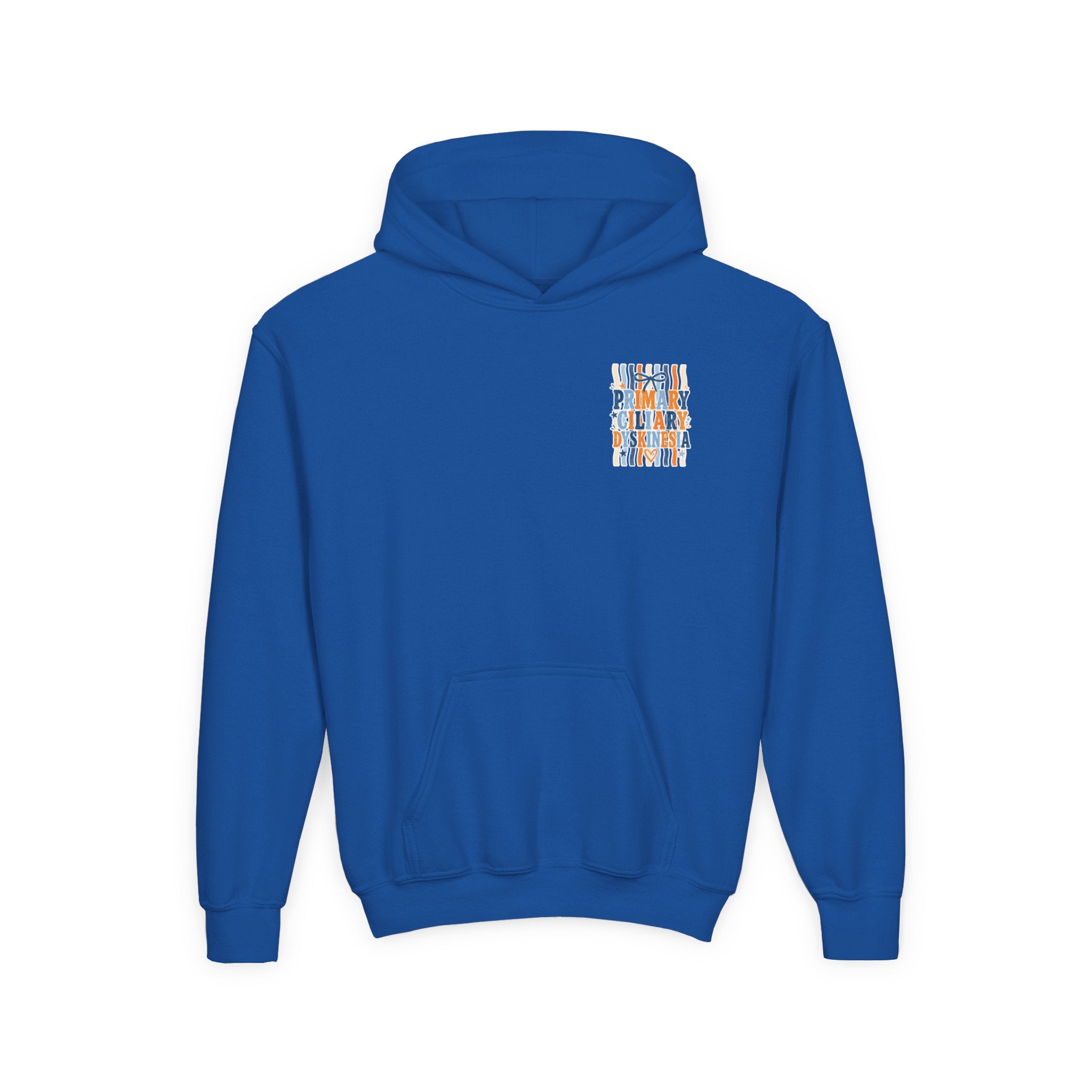The Jentri- Youth Hoodie - "Primary Ciliary Dyskinesia" Awareness Pullover (Blue & Orange Ribbon Design)
