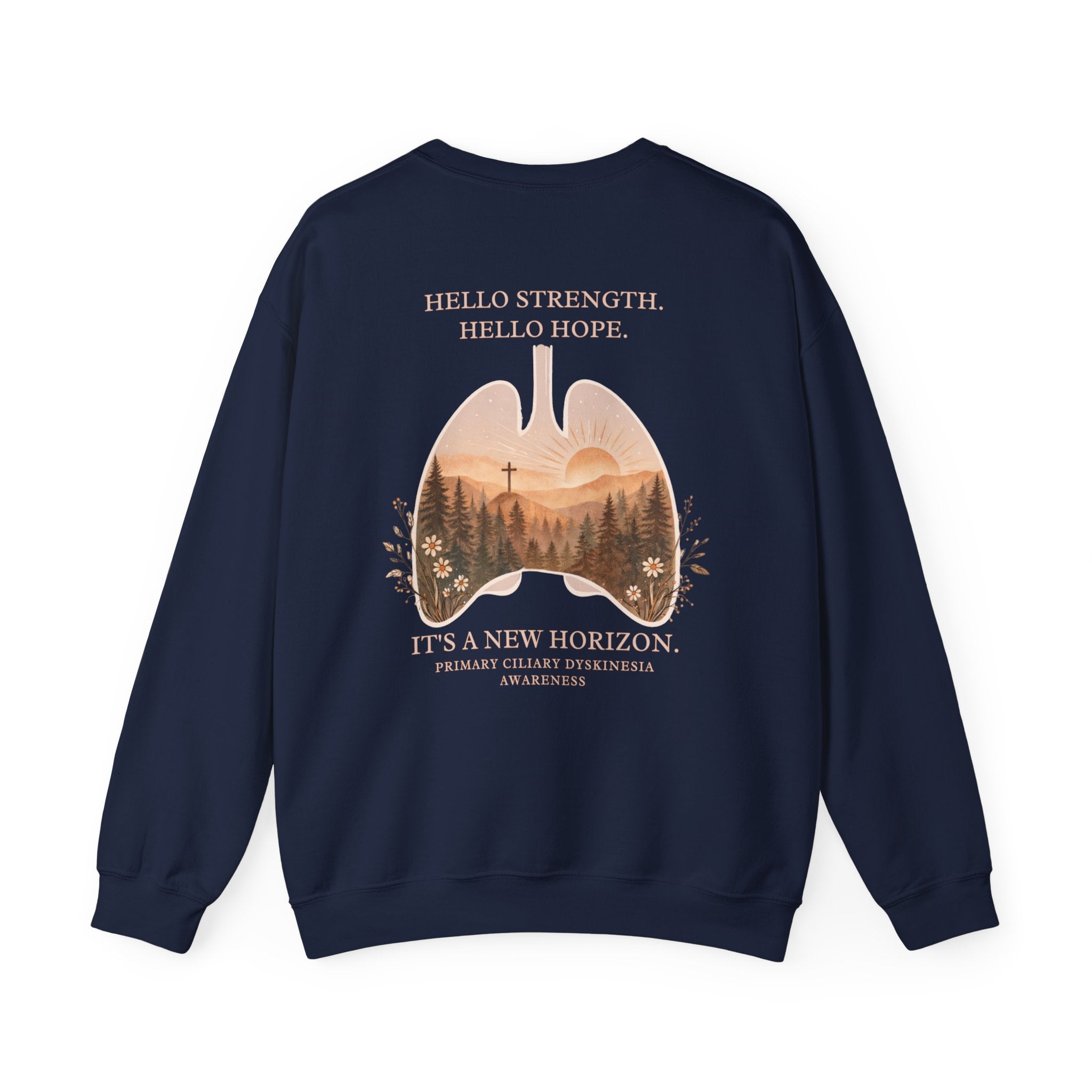 PCD Awareness Crewneck Sweatshirt — HELLO HOPE. NEW HORIZON.