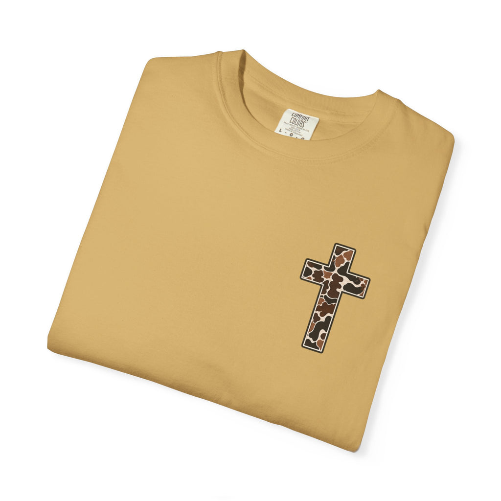 Christian Cross T‑Shirt — "I Can Do All Things Through Christ" Camouflage Design