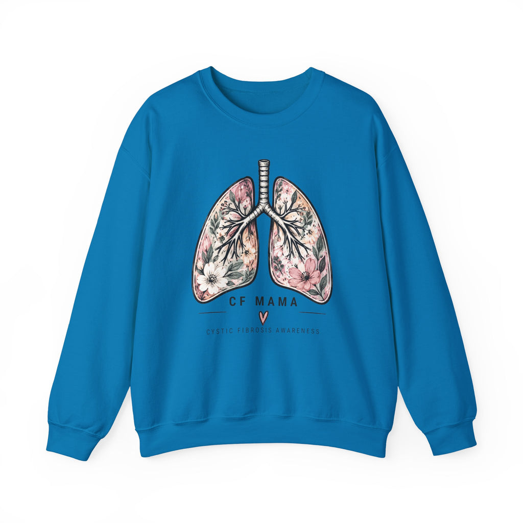 Lung Floral Crewneck Sweatshirt — CF MAMA Respiratory Awareness Pullover