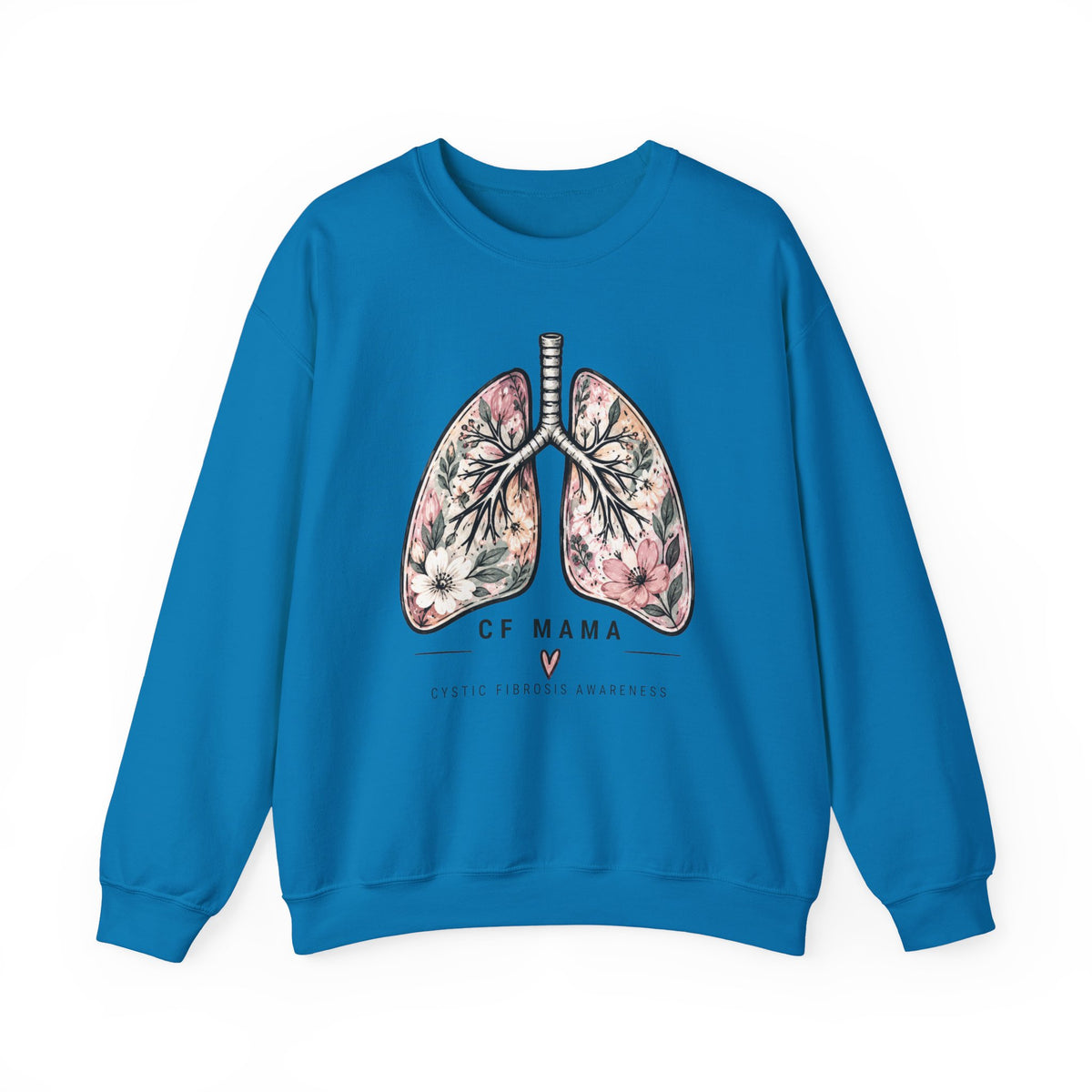 Lung Floral Crewneck Sweatshirt — CF MAMA Respiratory Awareness Pullover
