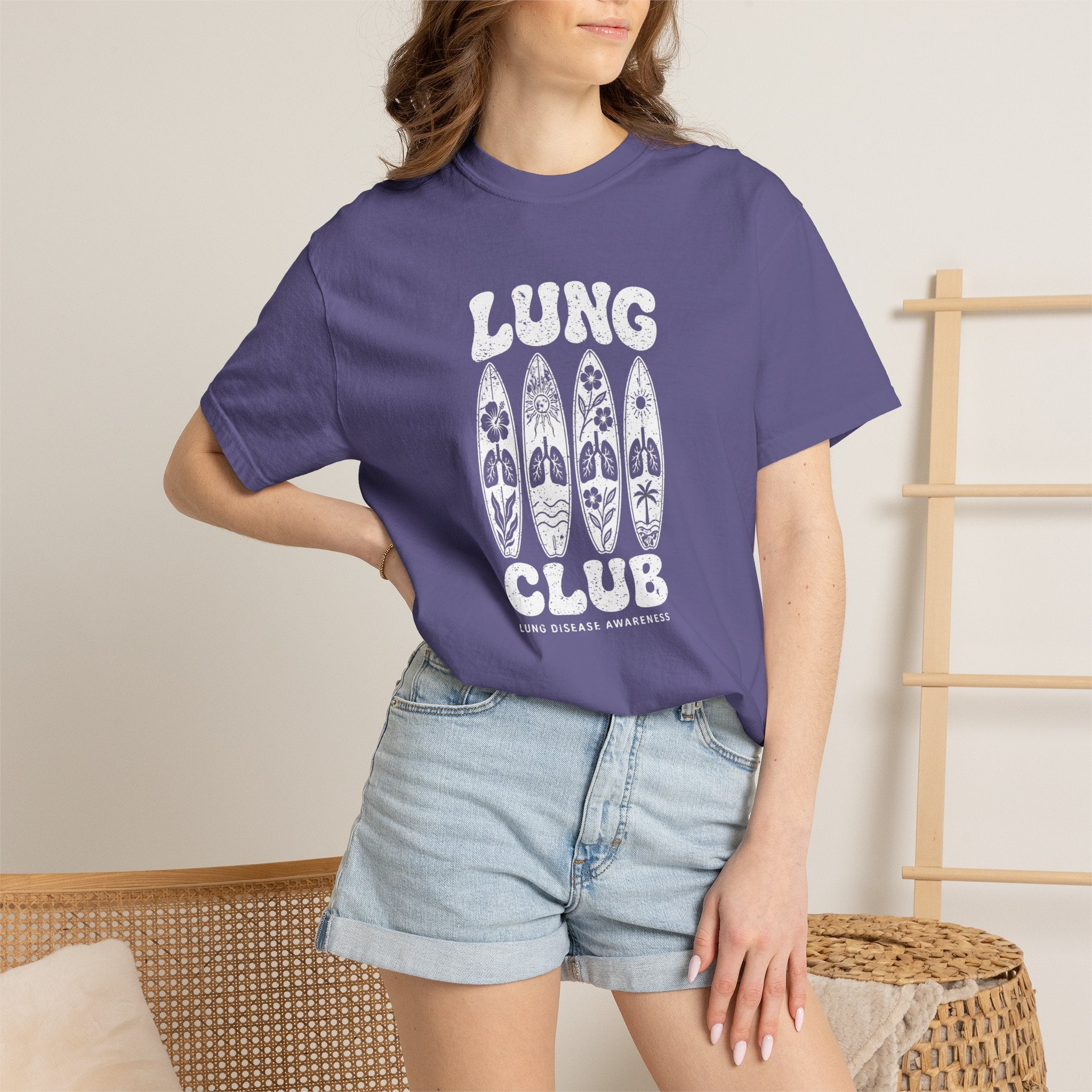Surfboard 'Lung Club' Graphic T-Shirt — Retro Beach Vibe Tee